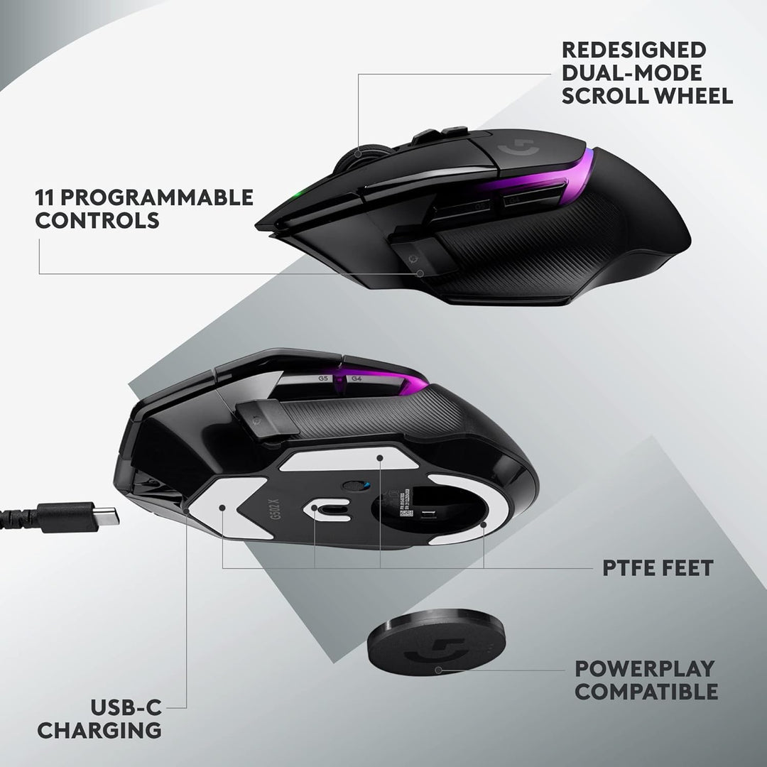 Logitech G502 X PLUS LIGHTSPEED Wireless RGB Gaming Mouse - Black