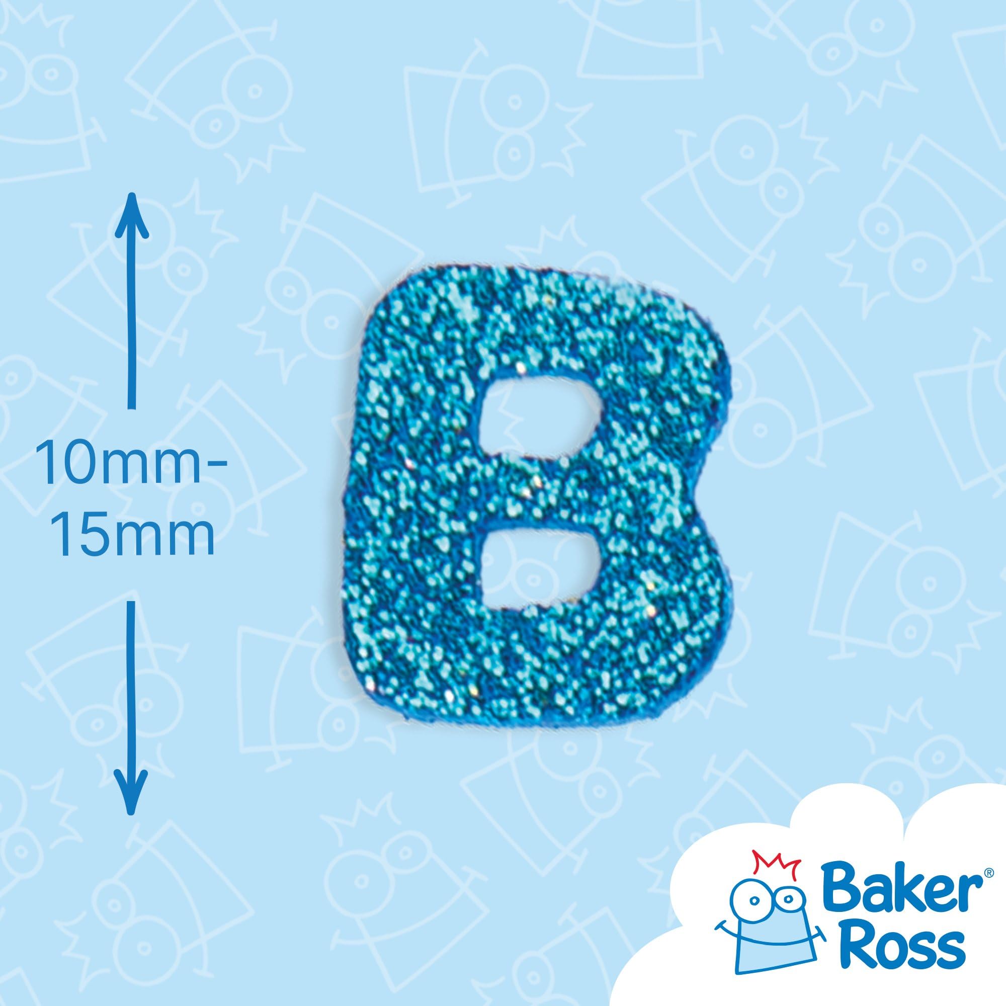 Baker Ross EX594 Glitter Letter Puffy Stickers - 850 Pack Self Adhesive Foam Shapes for Scrapbooking | 1cm-1.5cm 3