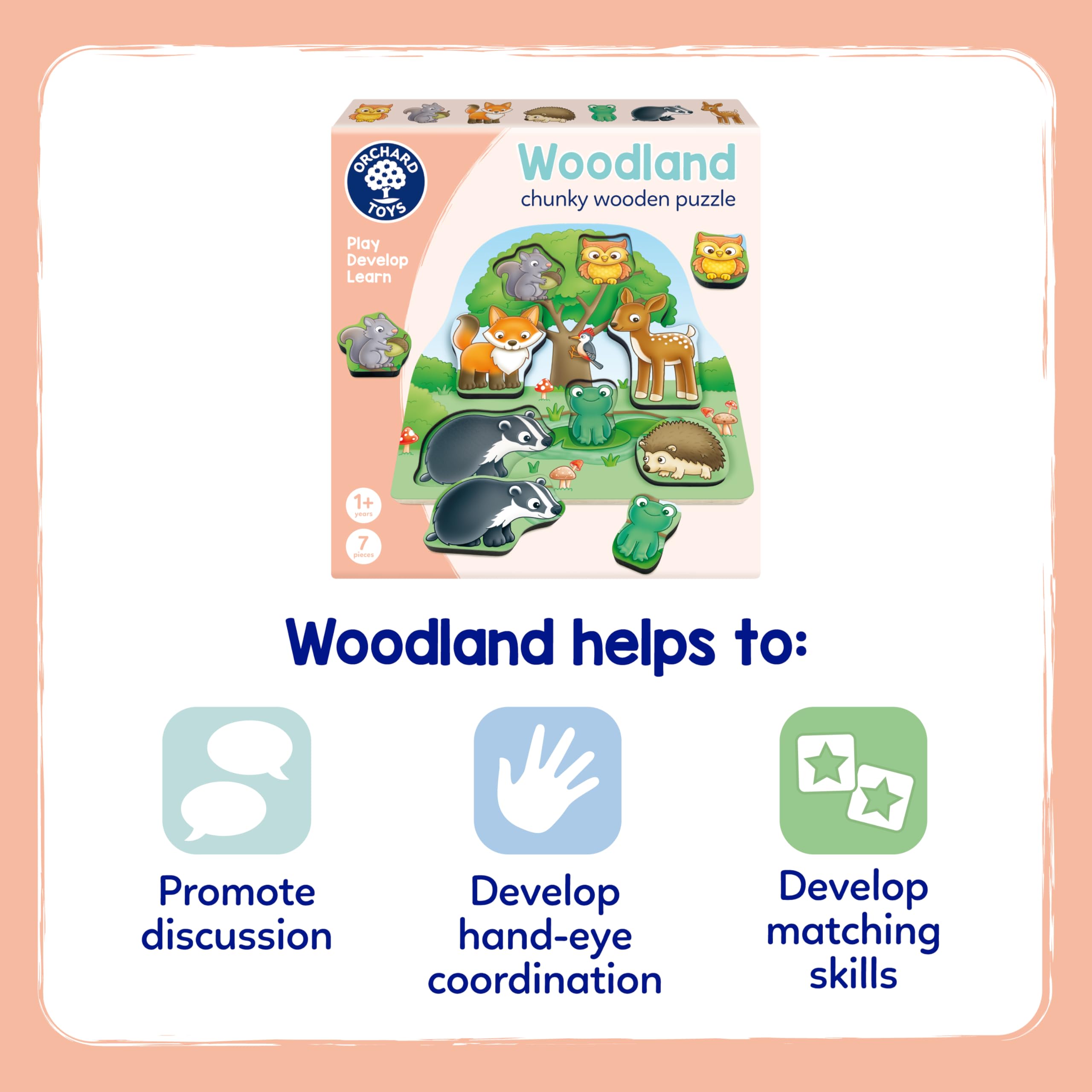 Orchard Toys Woodland Chunky Wooden Puzzle - 1+ Years | 8 Pieces | Wood 4