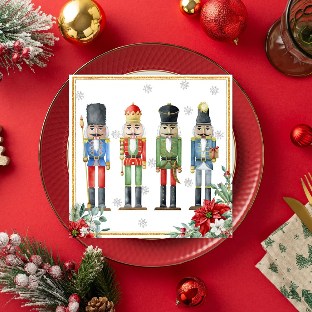 Ti-Flair Christmas Quartet of Nutcrackers 3-Ply Lunch Napkins 33cm 6