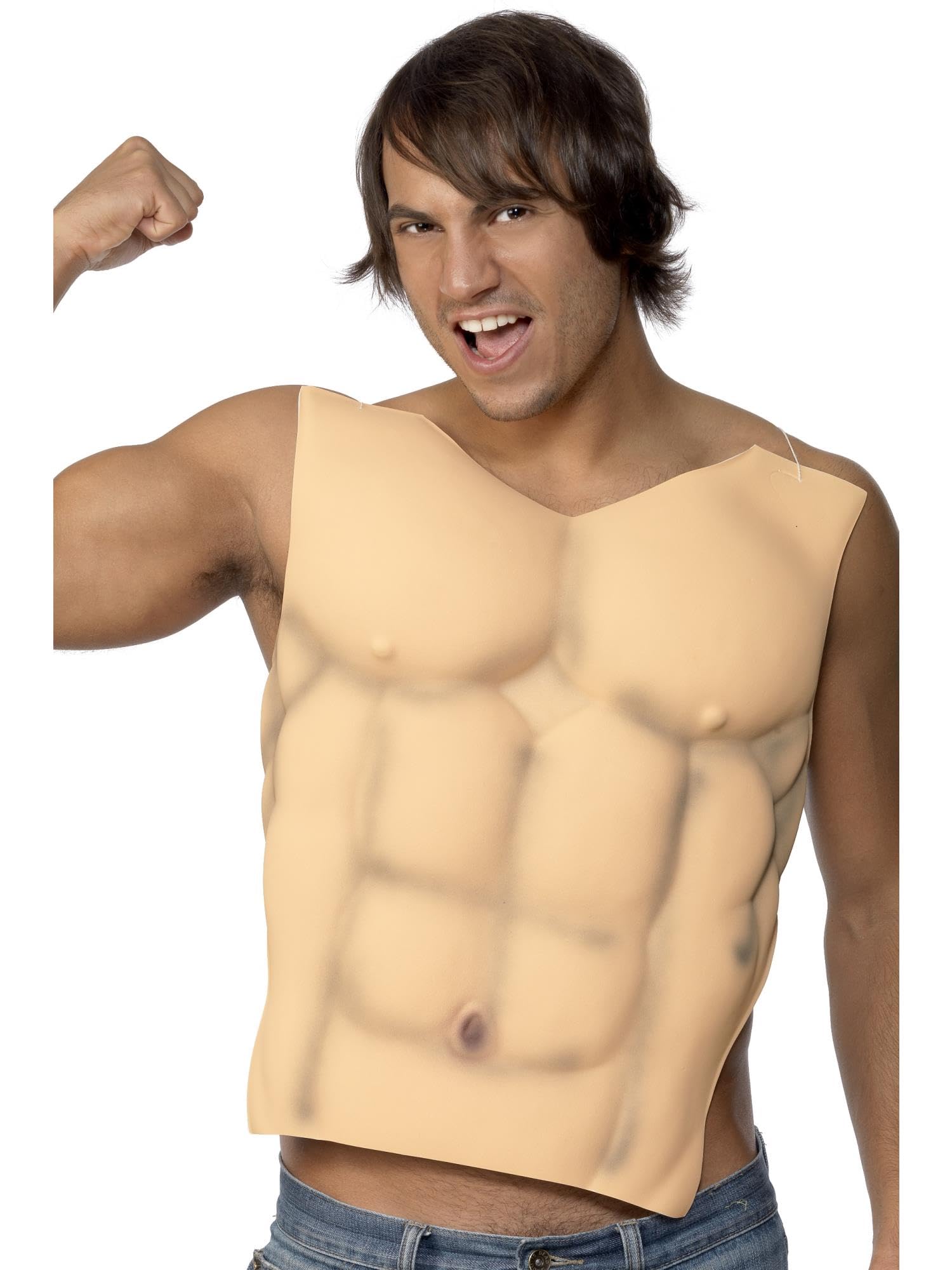Smiffys Male EVA Muscle Chest - Flesh Tone Costume Accessory for Fancy Dress & Halloween 1