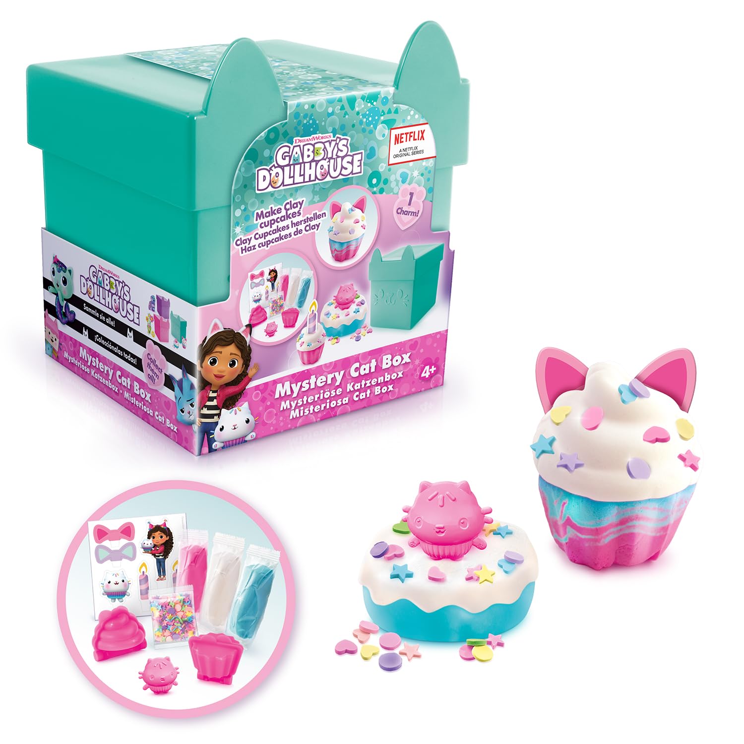 Gabby's Dollhouse Mystery Cat Box Clay Sensory Kit - Cakey Cat Charm, Ages 3+ 1