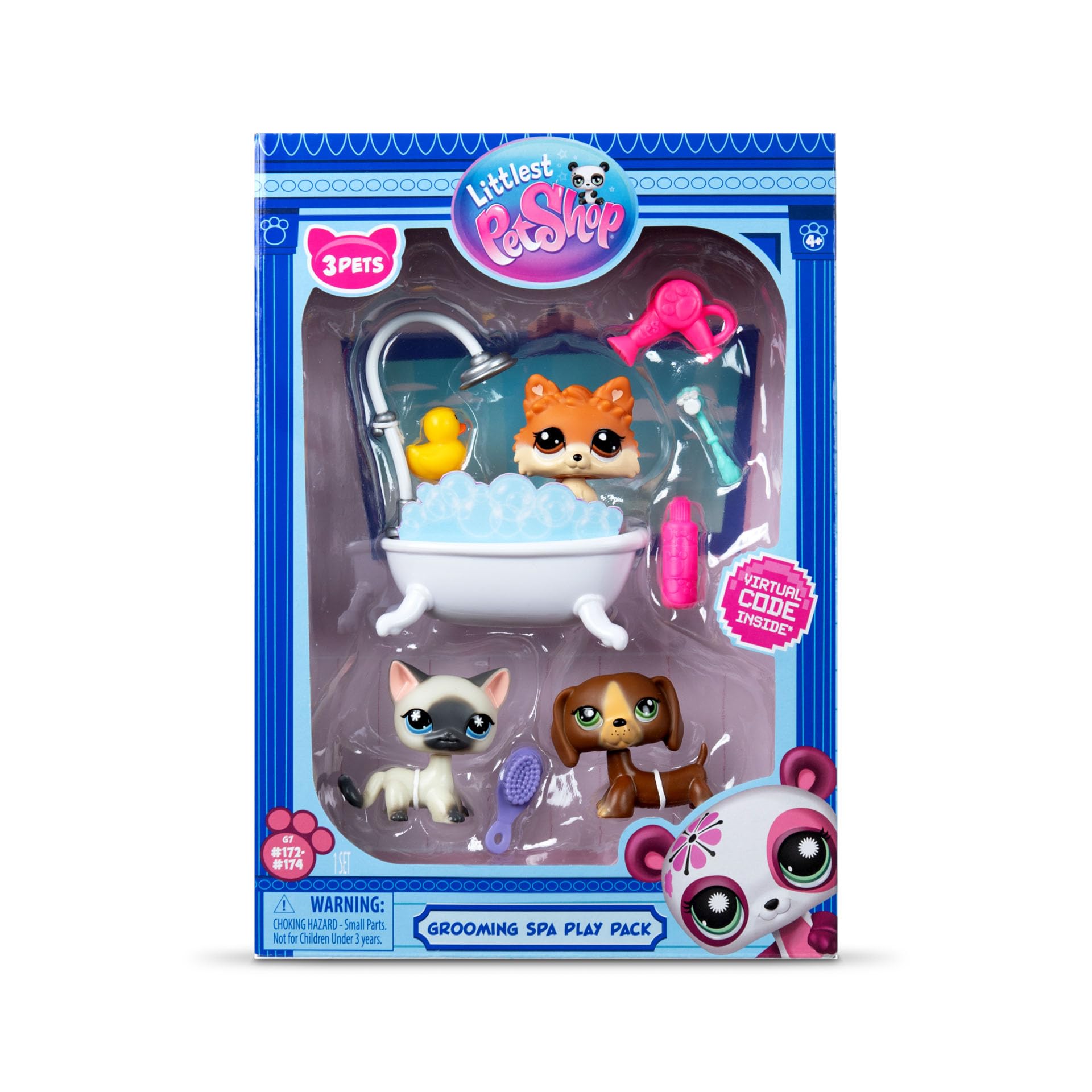 Littlest Pet Shop Grooming Spa Play Pack - 3 Mini Bobble Head Pets with Accessories & Virtual Code 16