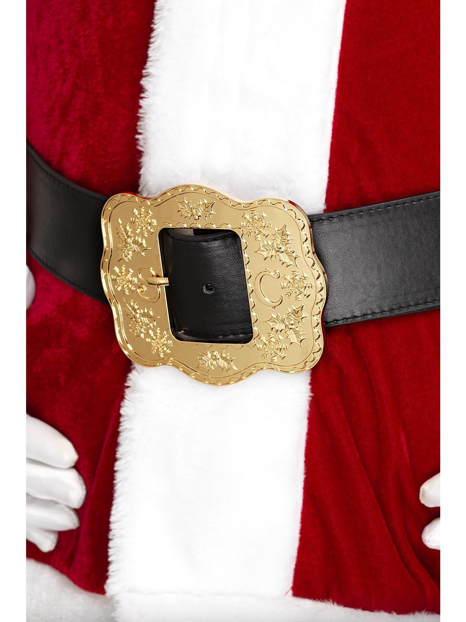 Smiffys Deluxe Santa Belt - Black with Ornate Buckle, 130cm Christmas Fancy Dress Accessory 1