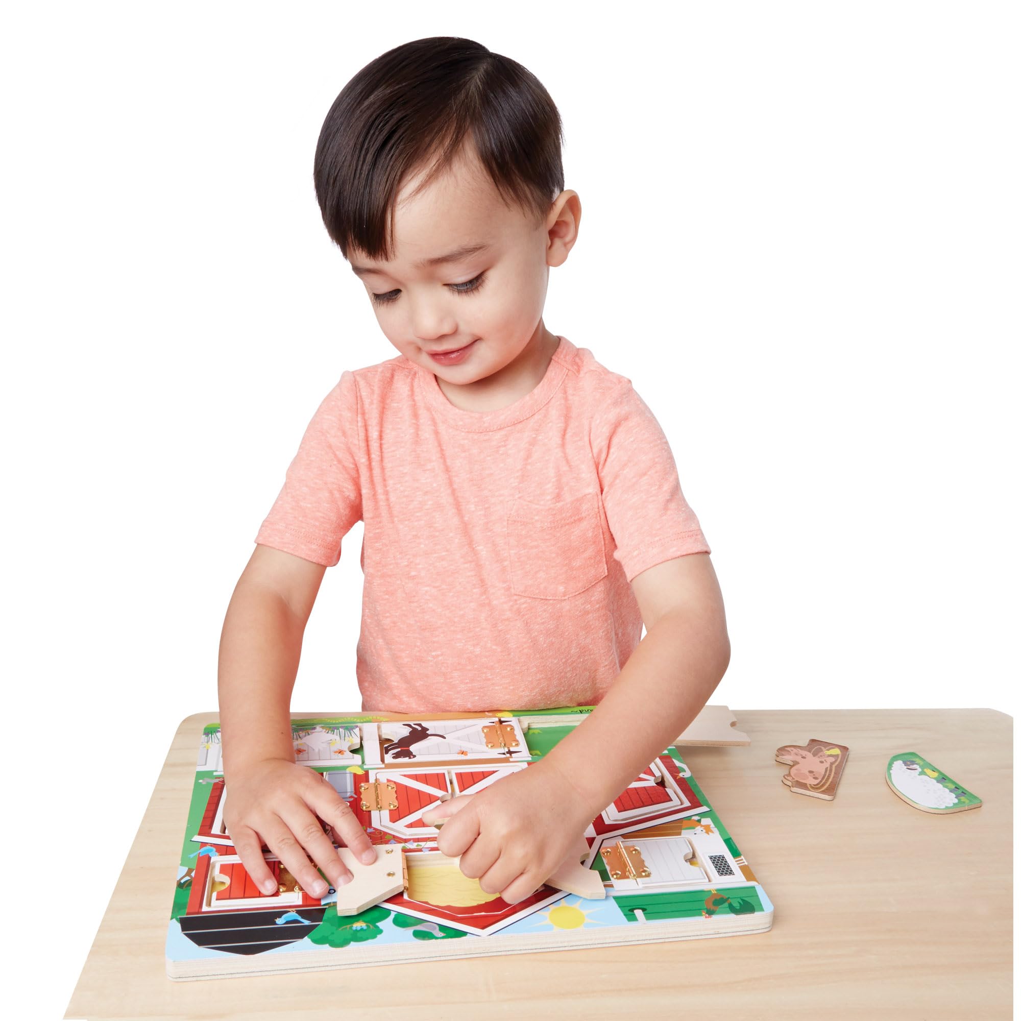 Melissa & Doug Hide and Seek Farm Wooden Activity Board with 9 Animal Magnets | Ages 3+ 8