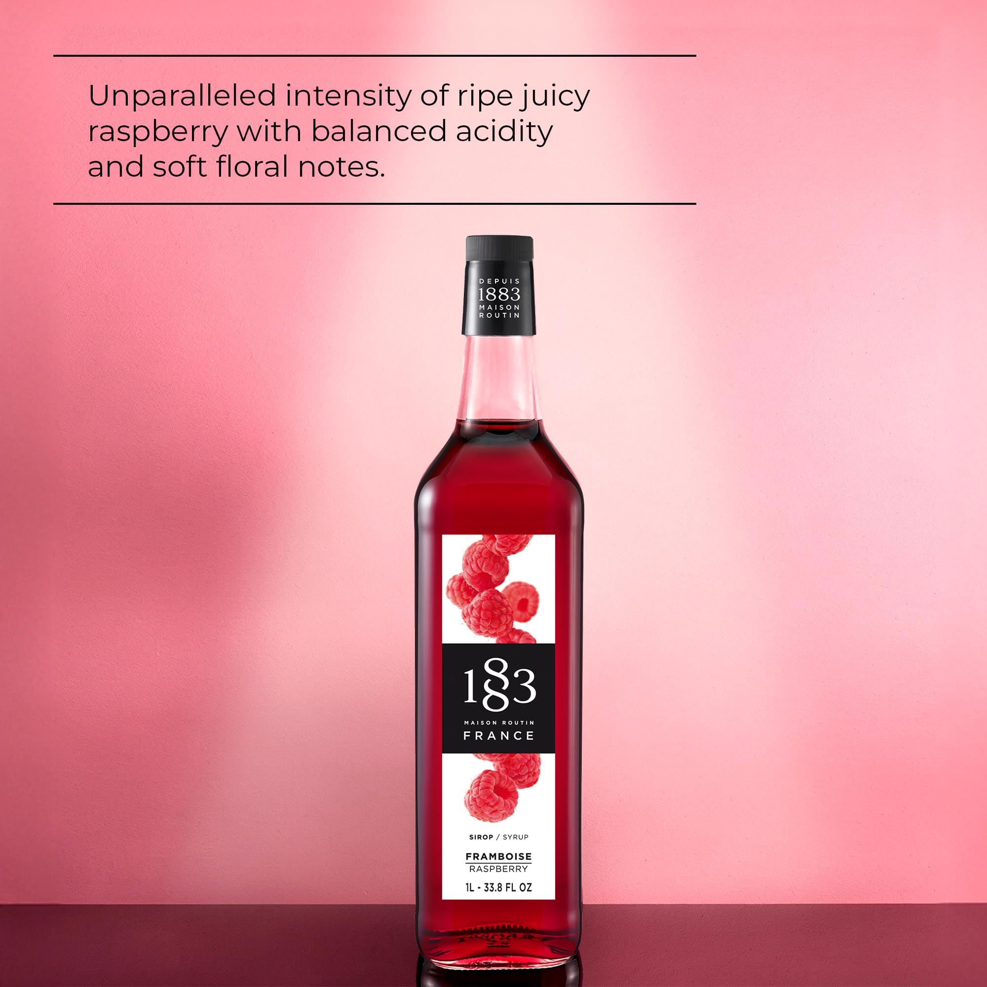 1883 MAISON ROUTIN Premium Raspberry Syrup - Pure Cane Sugar, Real Fruit Juice | 1 L 2