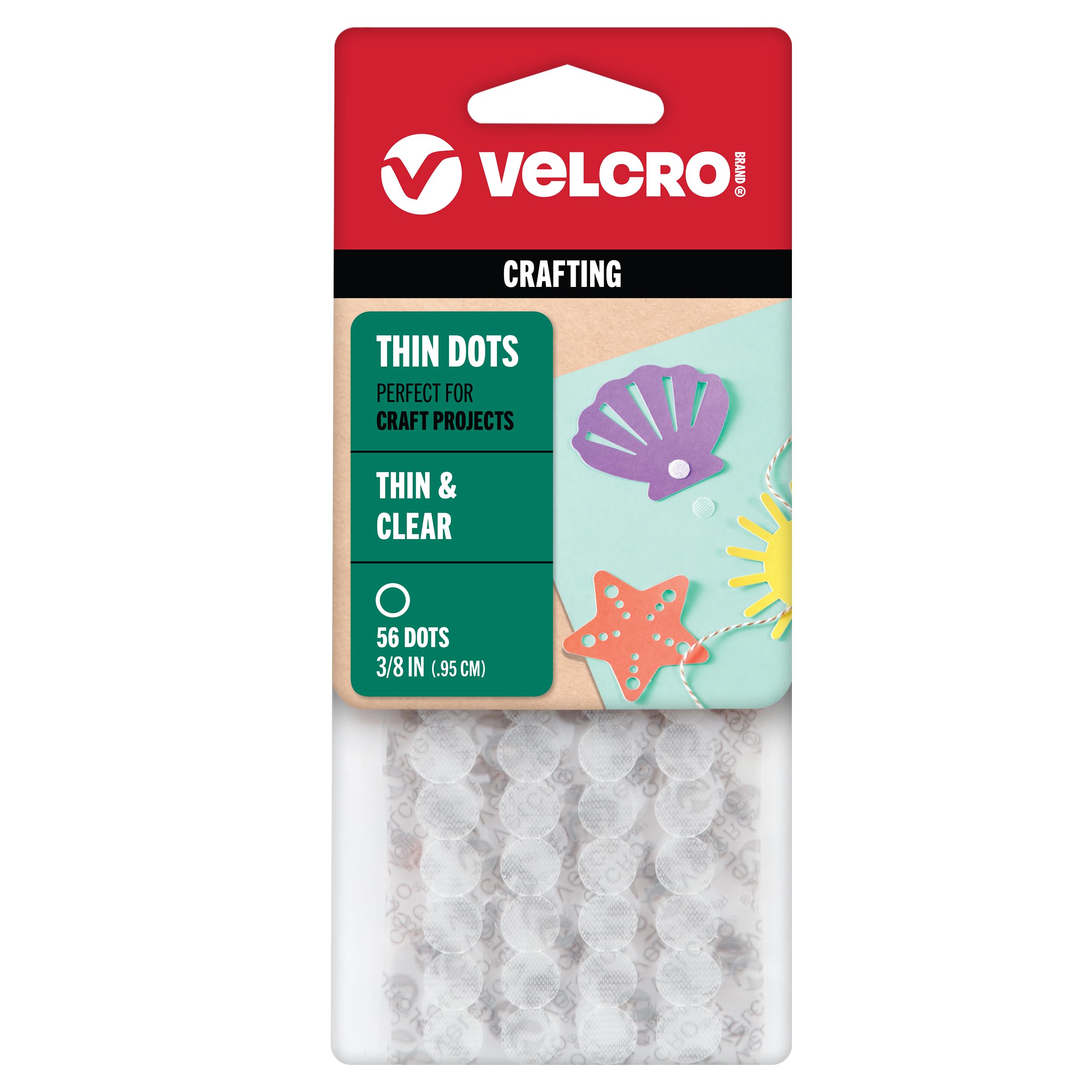 VELCRO Brand Thin Clear Stick On Coins/Dots - Double Sided Hook & Loop Fasteners | 3/8in