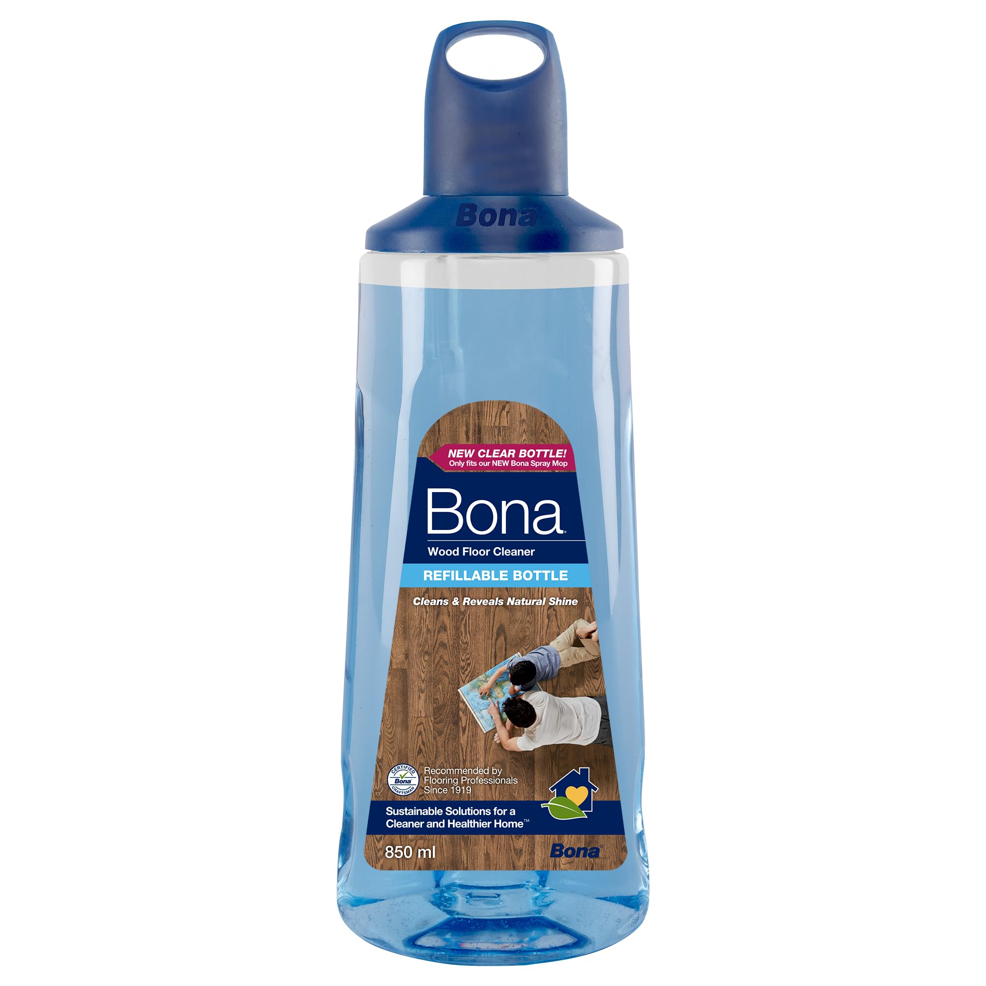 Bona Premium Spray Mop Cartridge - Wood Floor Cleaner for Varnished or Hard Floors, 850ml