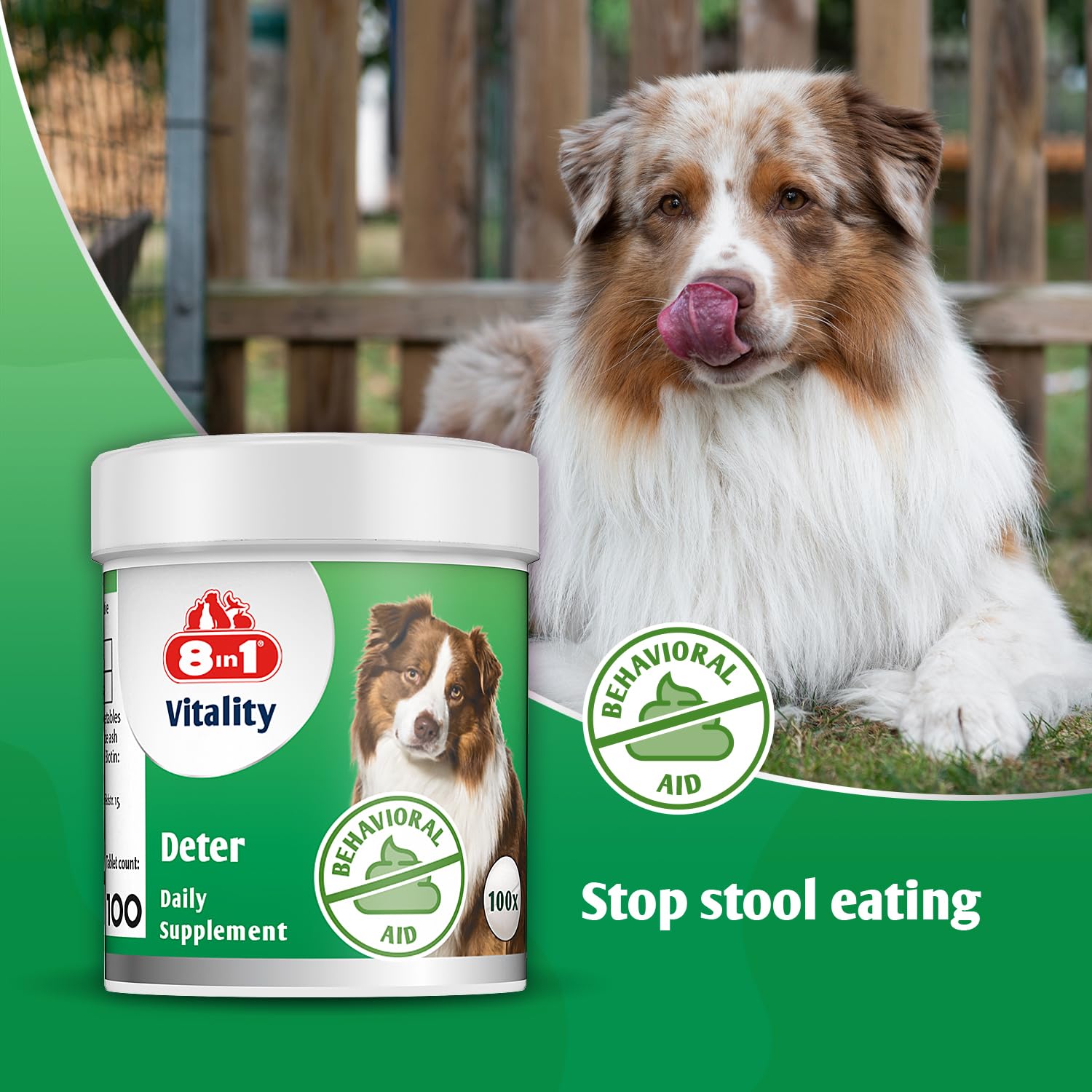 8in1 Deter Coprophagia Prevention Supplement - Stool Eating Deterrent for Dogs | 100 Tablets