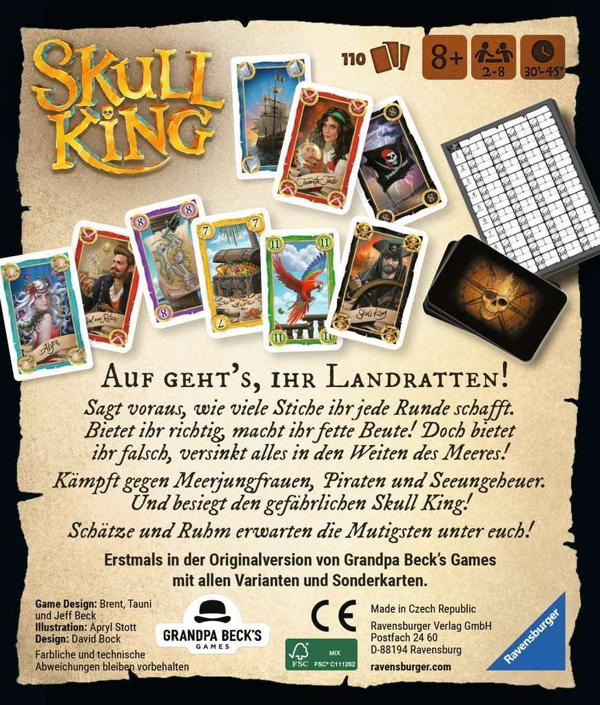Ravensburger Skull King Trick Card Game | 2-8 Players | Ages 8+ | 45 Min Playtime