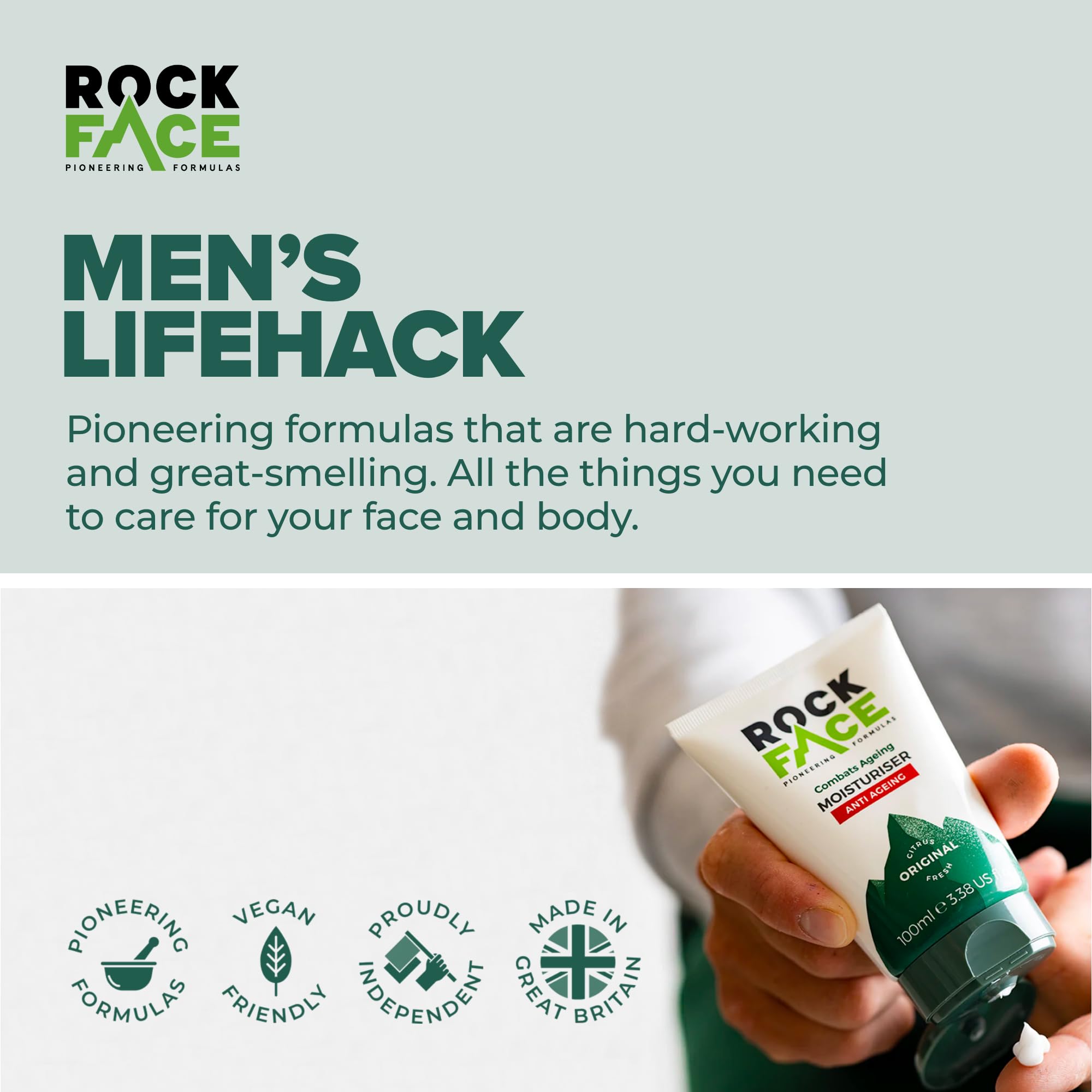 Rockface Men's Anti-Aging Moisturiser - Reduces Wrinkles in 30 Mins | 100ml