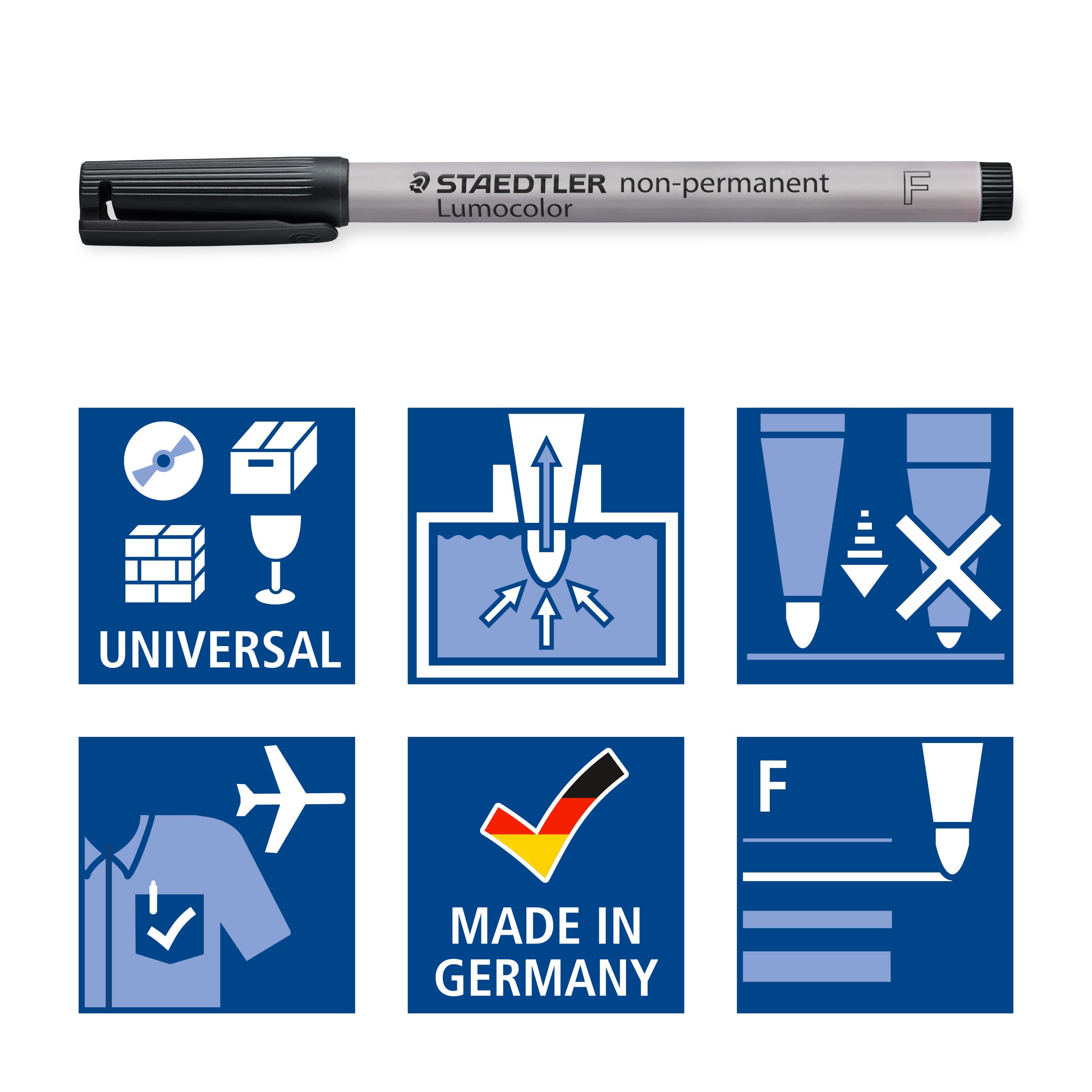 STAEDTLER Lumocolor Non-Permanent Fineliner Pen - Water-Soluble Ink, Refillable | 5 Pack, Black 5