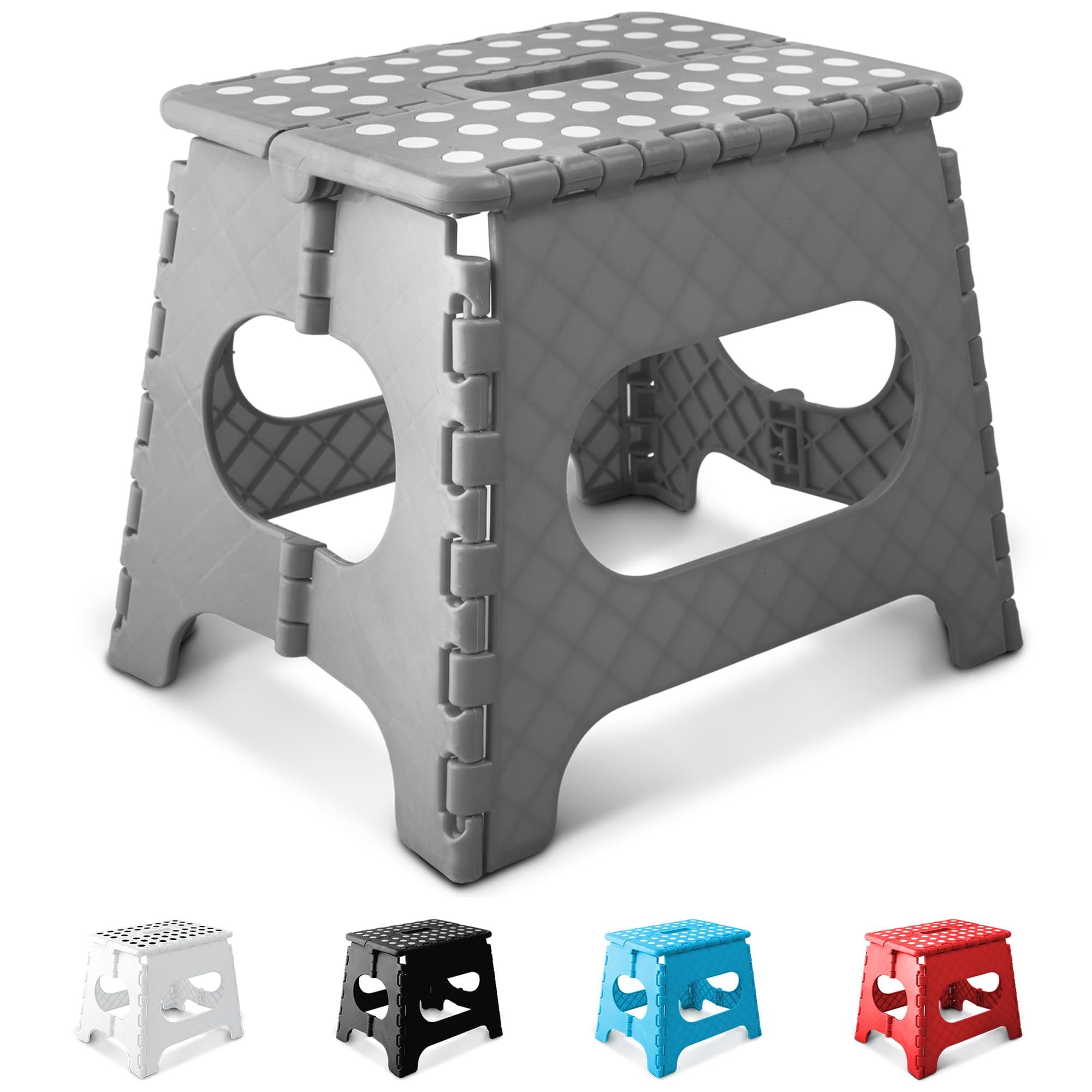 KEPLIN 11 Inch Heavy Duty Folding Step Stool | 150kg Capacity | Grey Plastic 1