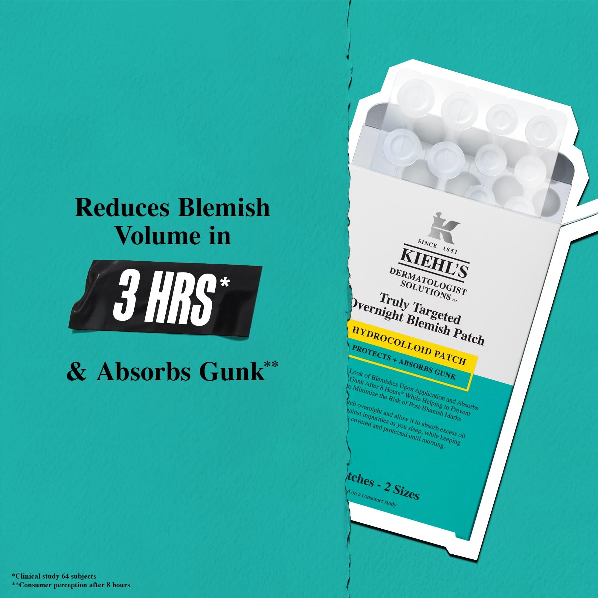 Kiehl's Overnight Blemish Patch - Hydrocolloid Spot Treatment for Blemishes | Unisex Adult 2