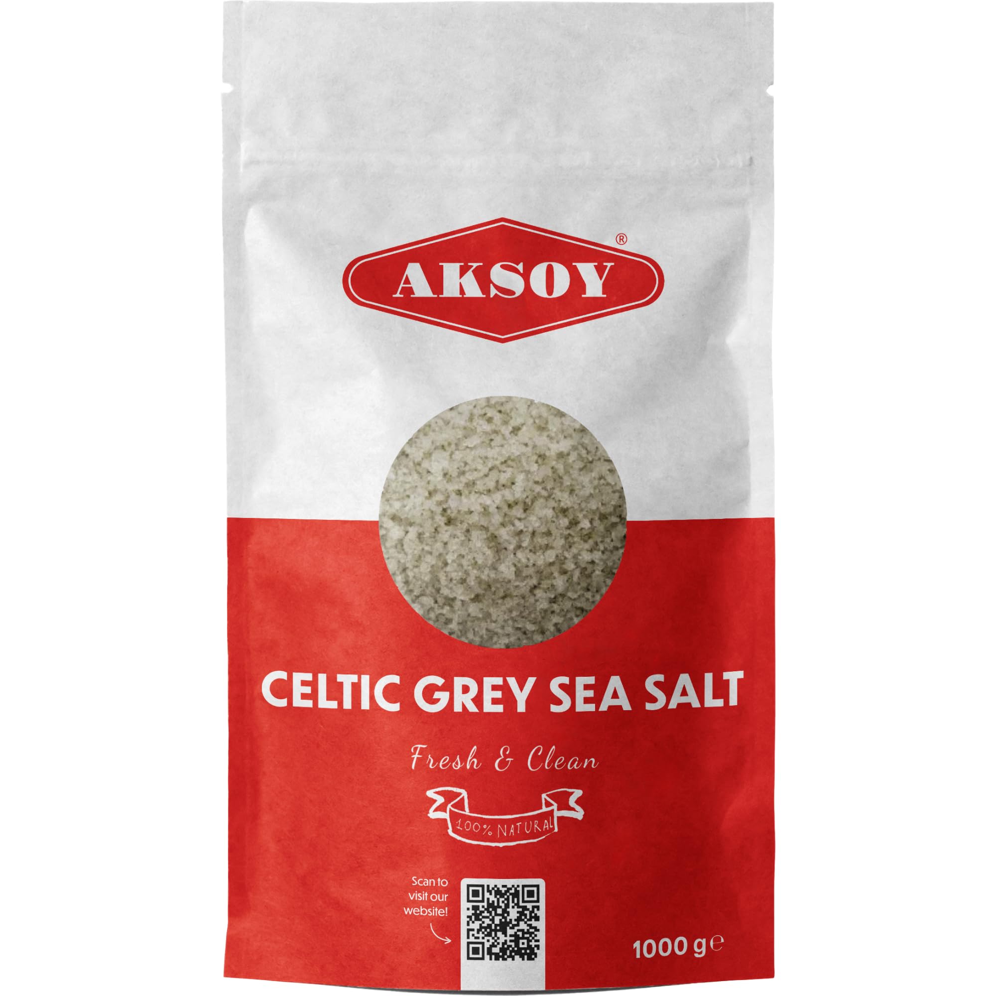 AKSOY Celtic Grey Sea Salt Coarse - 1KG Natural Mineral-Rich Unrefined Salt