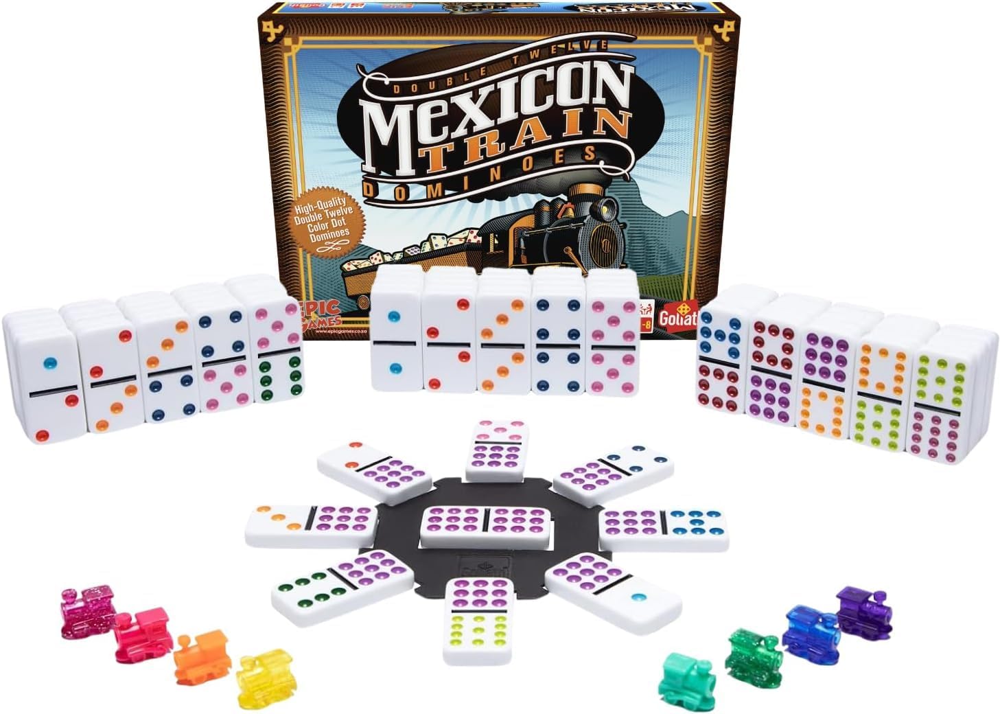 Goliath Mexican Train Dominoes Game | 91-Piece Domino Set for Family Game Night 1