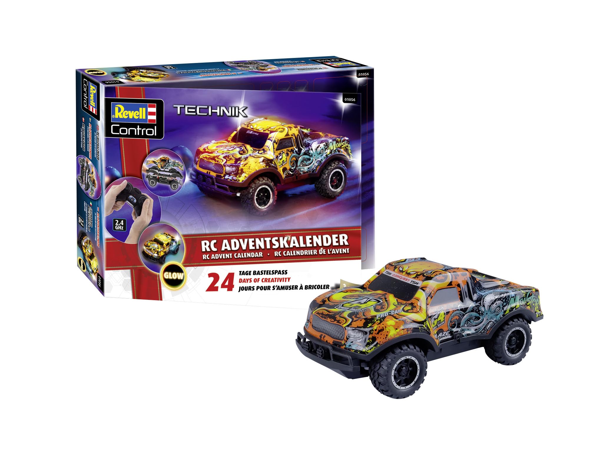 Revell RC Christmas Driver Advent Calendar - 1:22 Scale Light-Up Remote Control Car Building Set 1