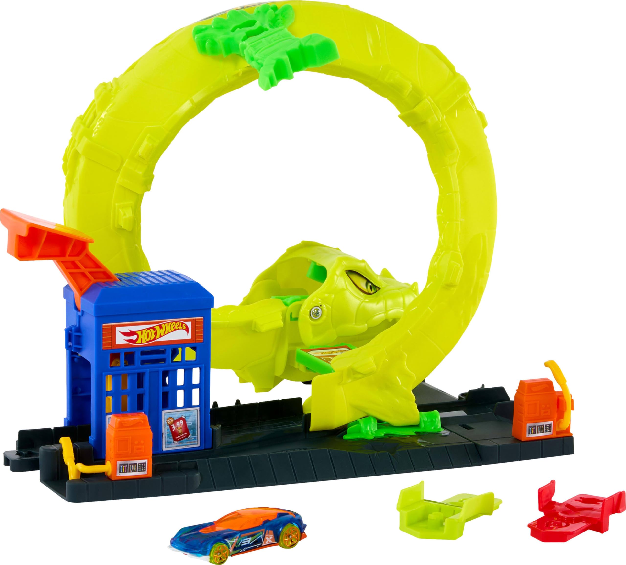 Hot Wheels Snake Spiral Attack Playset - Slithering Snake Race Track with 1:64 Scale Car 1