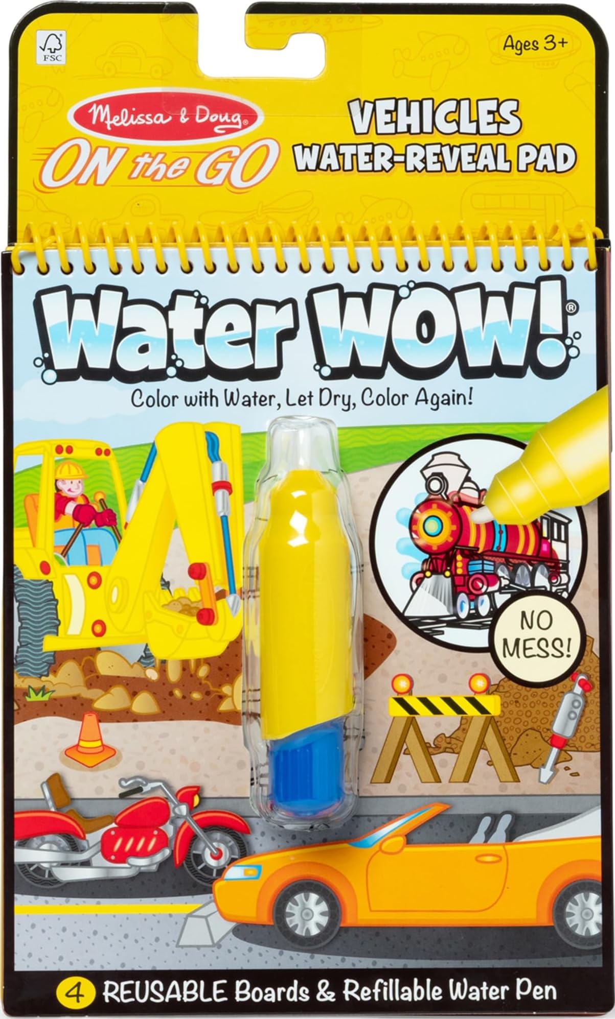 Melissa & Doug Water WOW! Vehicles - Reusable Magic Painting Book for Ages 3+