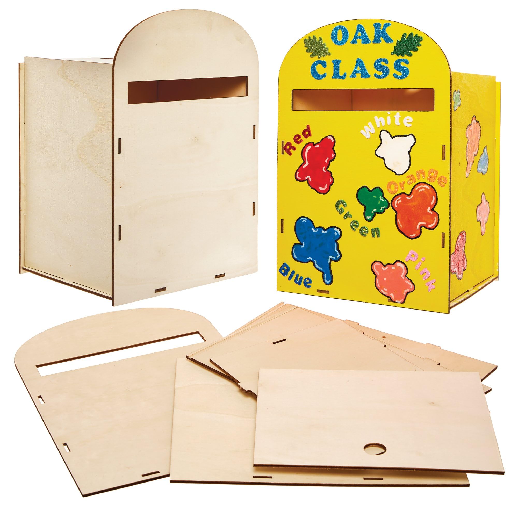 Baker Ross FX846 Wood Craft Post Box Kit - Paintable & Customizable | Assembled Size 23x23x33cm | 1 Kit