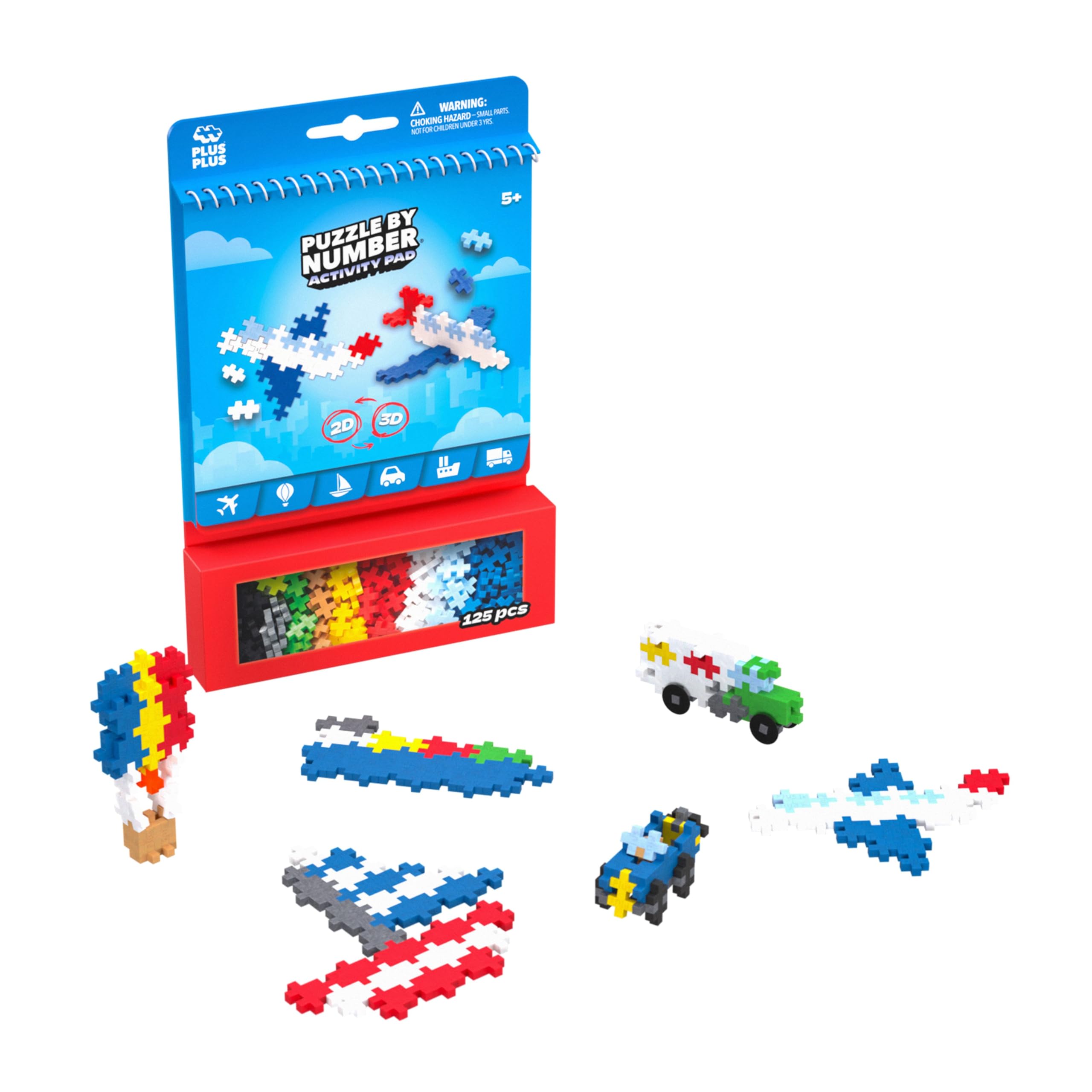 PLUS PLUS Puzzle by Number Activity Pad - 125-Piece Travel Building Set for Kids 5+ 1