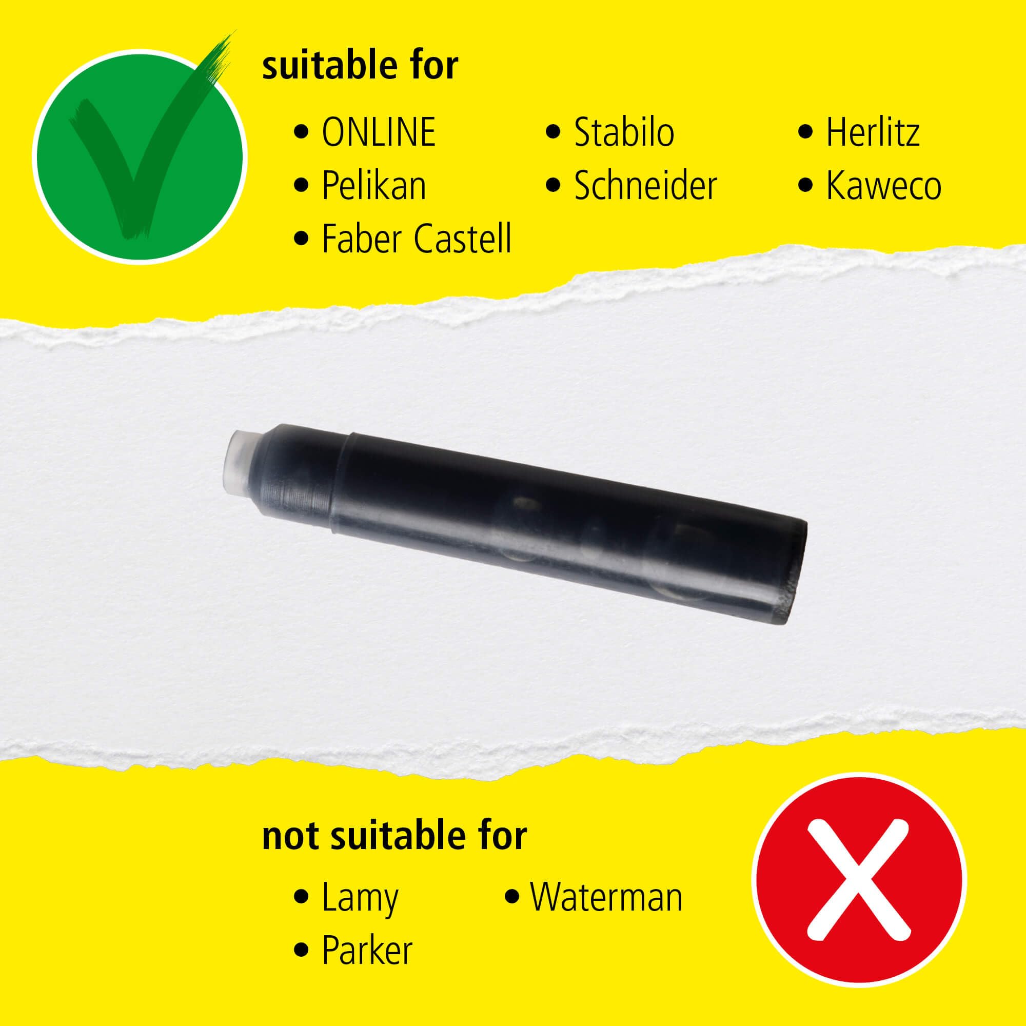 Online Standard Fountain Pen Ink Cartridges - Universal Fit, Black Ink | 6 Pack 4