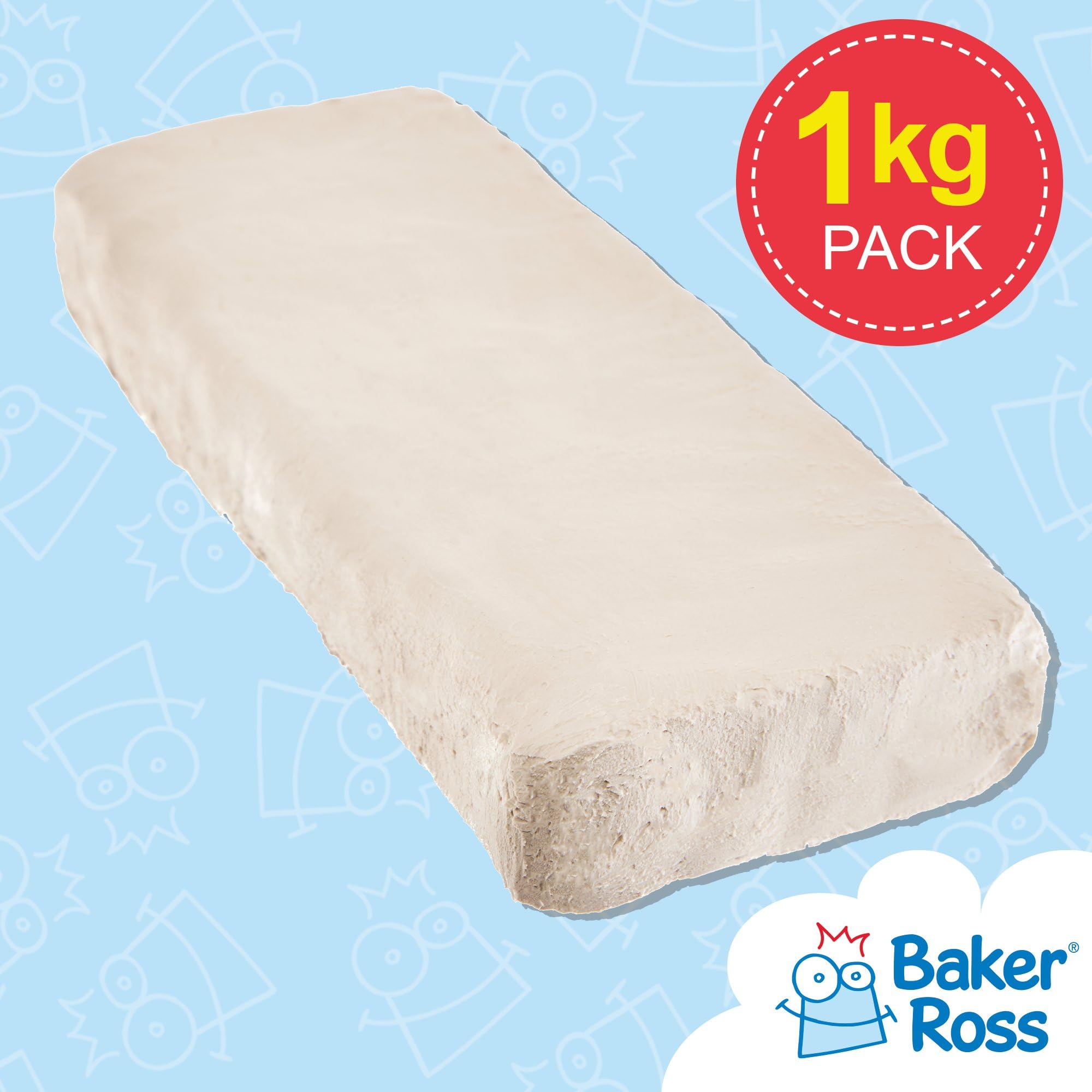 Baker Ross White Air Drying Clay - 1kg Pack | Soft Modelling Material | Paintable Finish 2