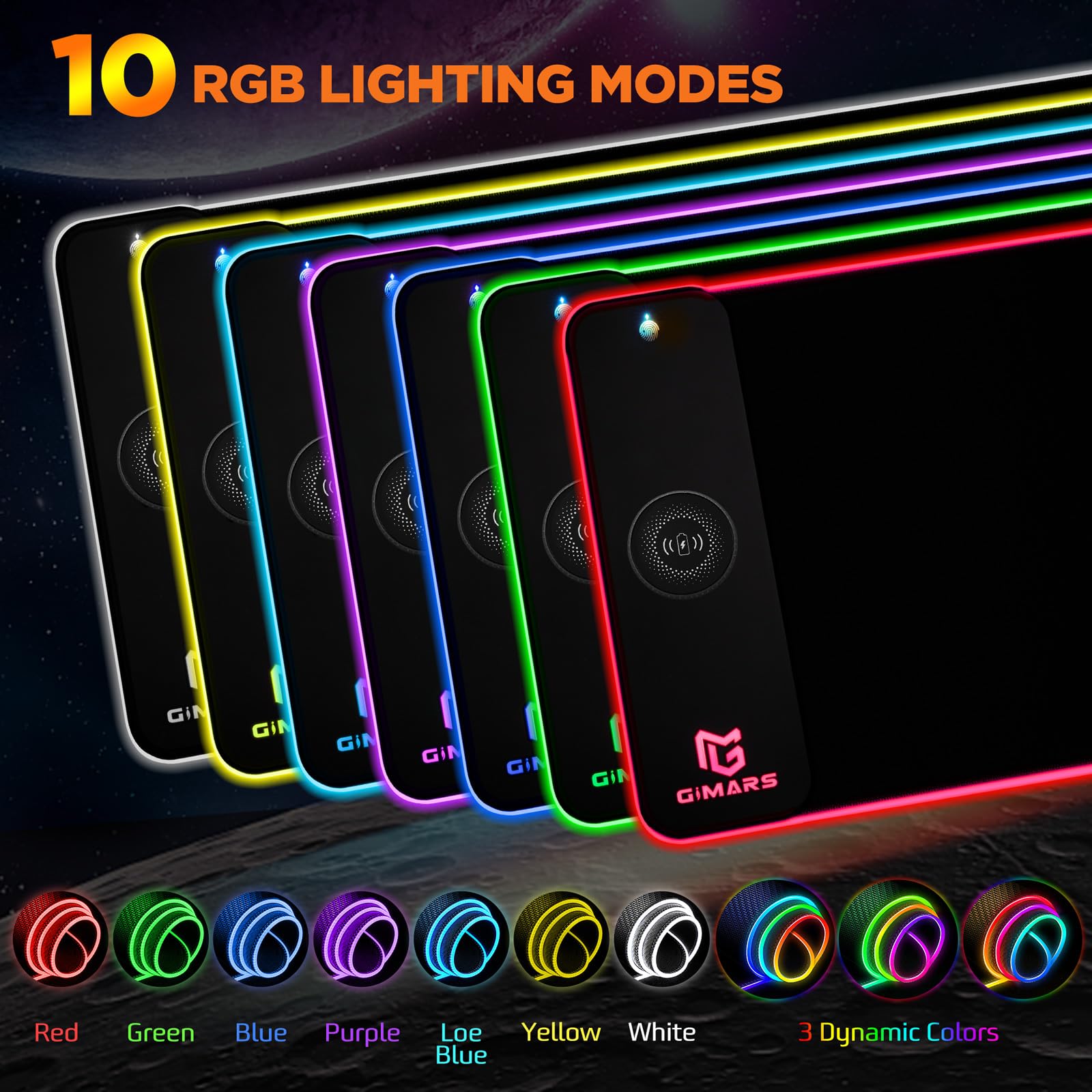 Gimars RGB Gaming Mouse Pad with 15W Wireless Charging, XL 800x300mm Micro Woven Fabric Mat 12