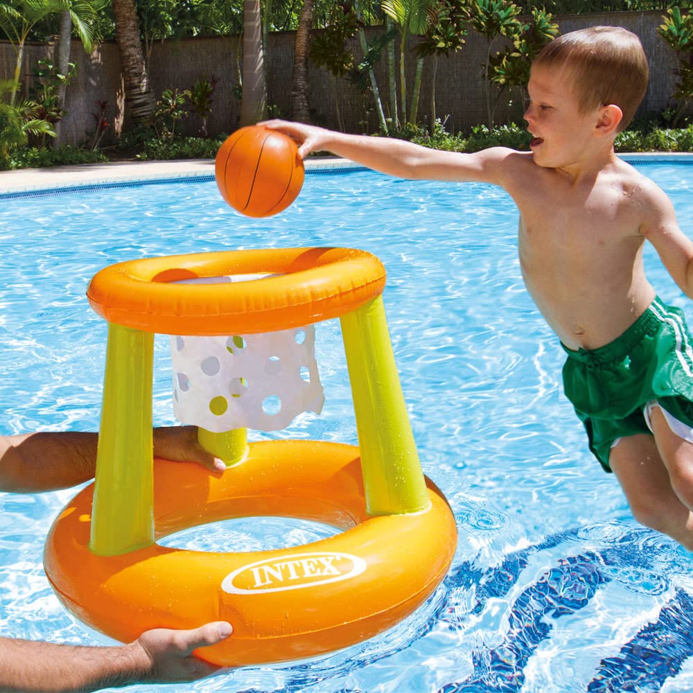 Intex 58504NP Floating Hoop Game - Deluxe Pack with Ball | Orange and Green Plastic 2