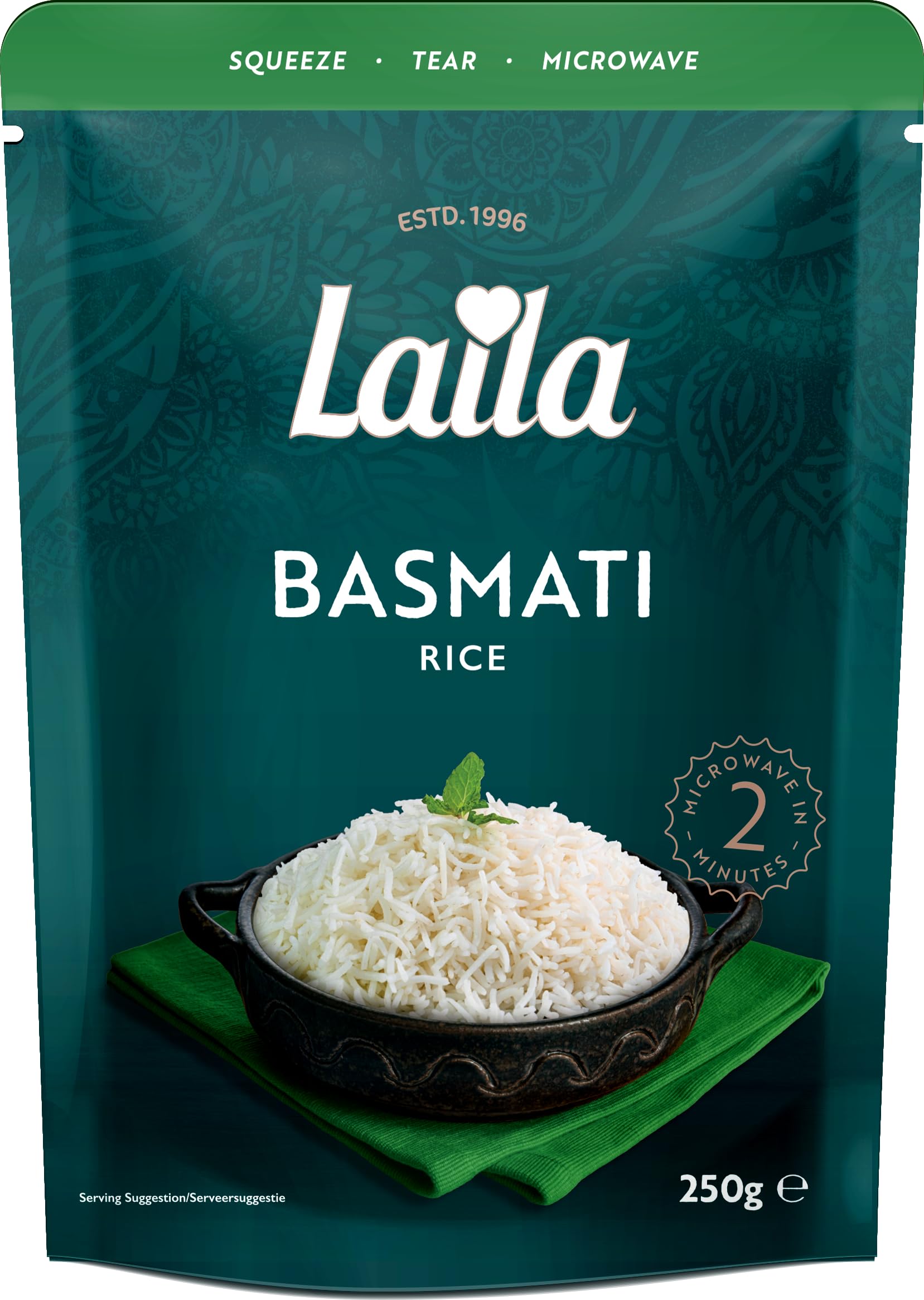 LAILA Basmati Microwave Rice - Quick Cook, Fluffy Texture | 250g Single Serve