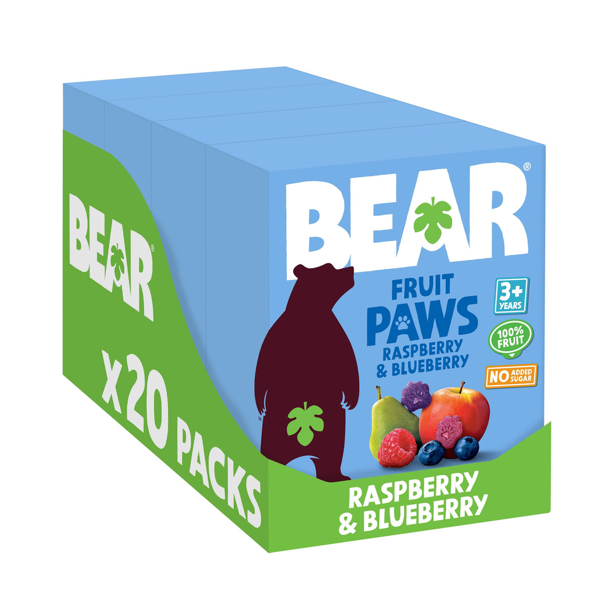 BEAR Raspberry & Blueberry Paws Fruit Snacks - 20 x 20g
