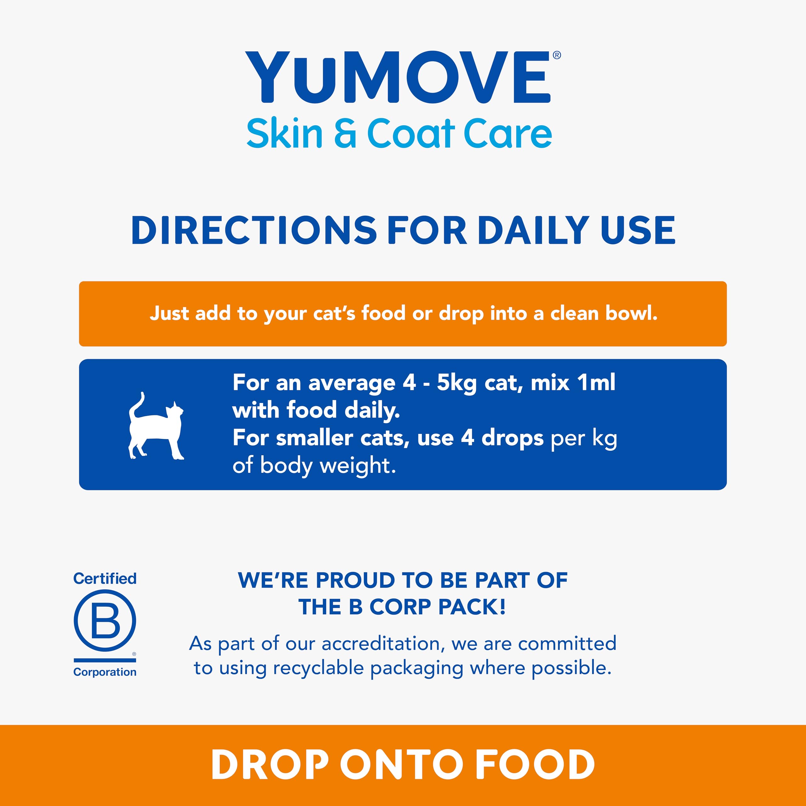 YuMOVE Skin & Coat Care Moulting for All Cats | Reduces Excess Moulting | 50 ml Oil 5