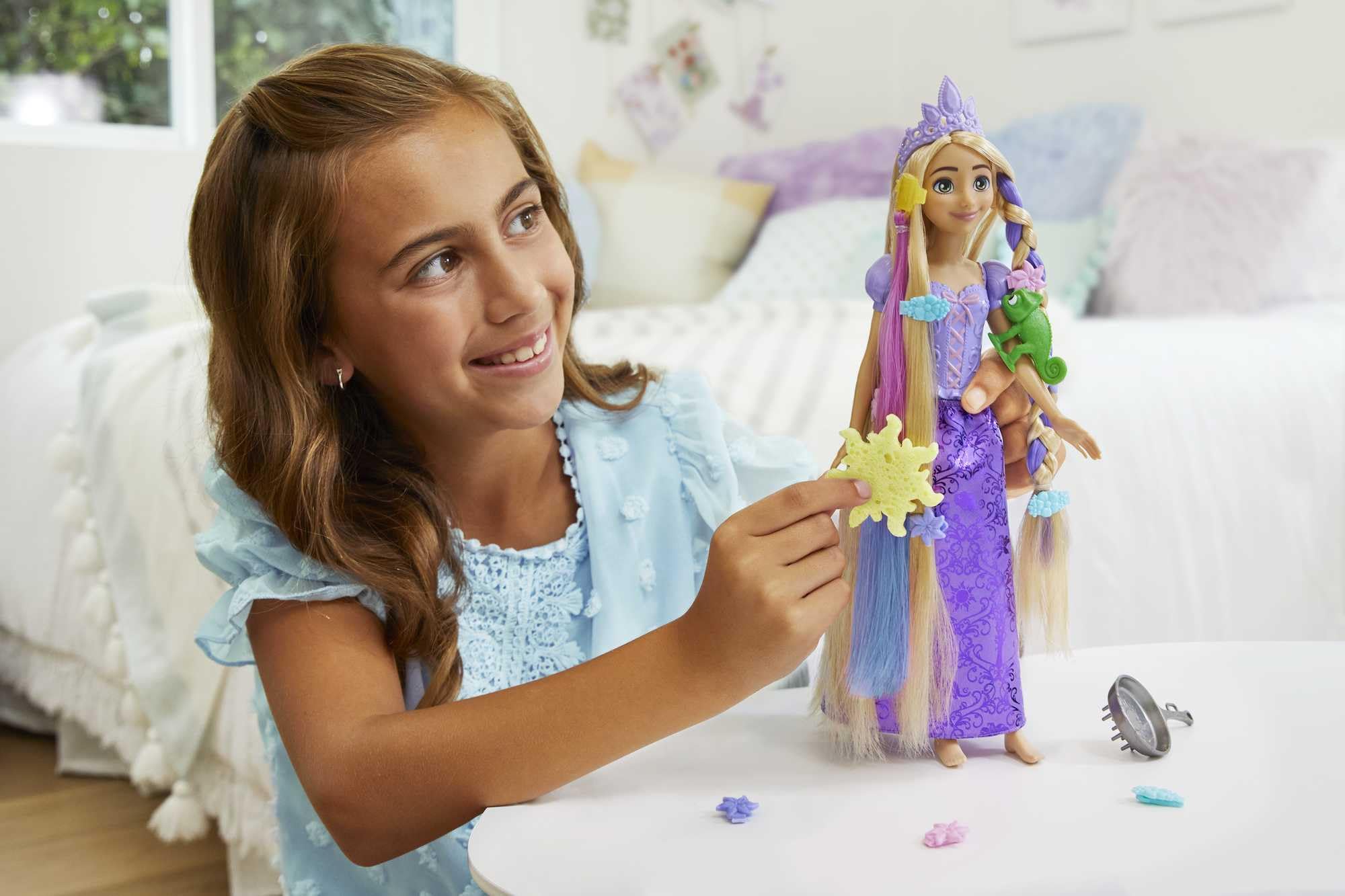 Mattel Disney Princess Rapunzel Doll - Color-Change Hair Extensions & 12 Accessories | Ages 3+ 3