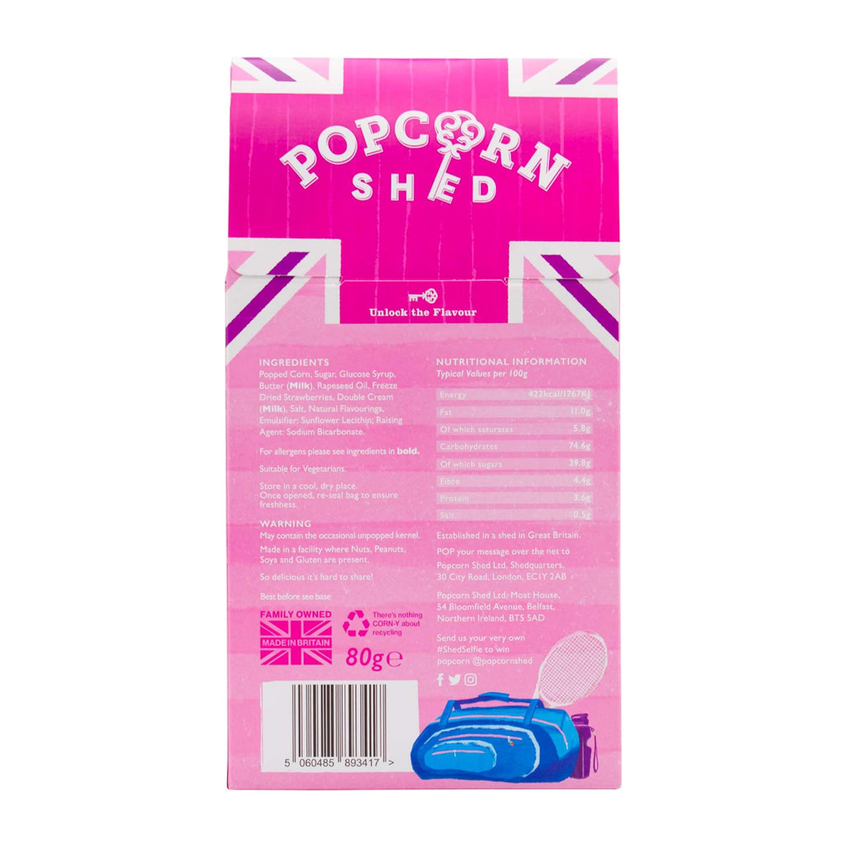 Popcorn Shed Strawberries & Cream Gourmet Popcorn - 3 x 80g