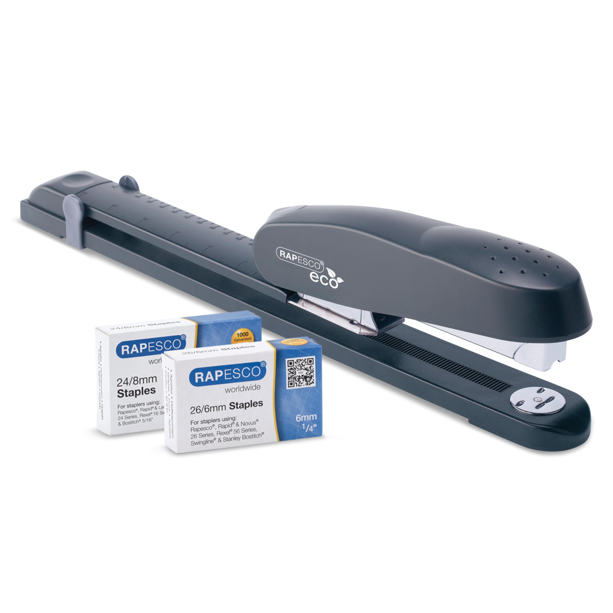 Rapesco 1480 ECO 790 Heavy Duty Long Arm Stapler - 50 Sheet Cap | 300mm Reach | Includes 2000 Staples 1