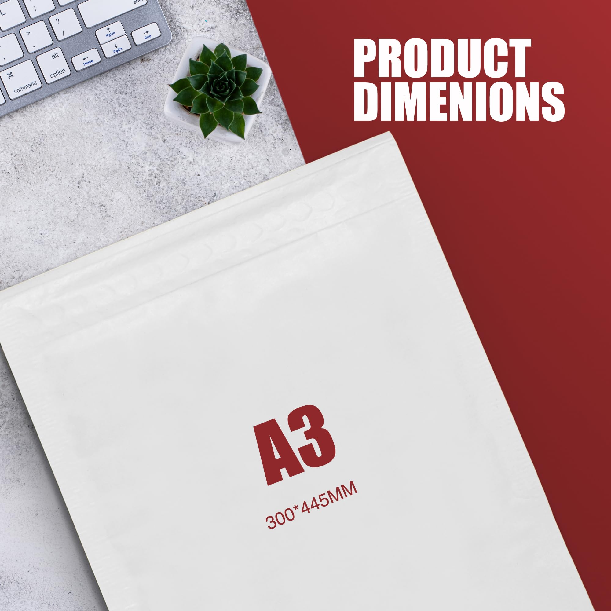 Merrimen A3 Padded Envelope Mailers - 10 Pack White Protective Plastic Mailers | 300x455mm