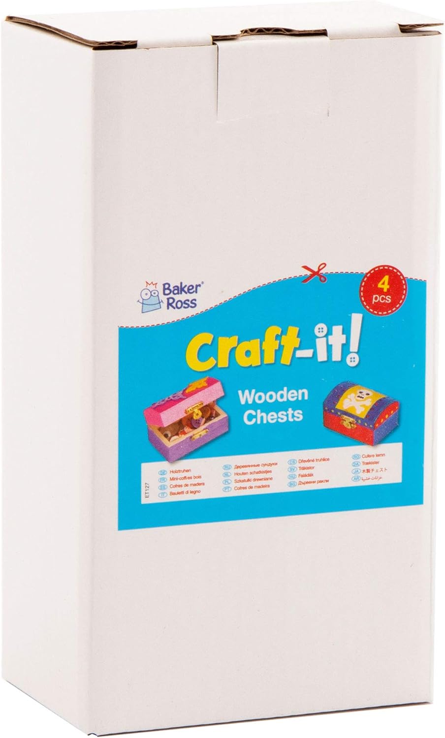 Baker Ross Mini Wooden Treasure Chests - DIY Craft Kit for Kids (Pack of 4) 2