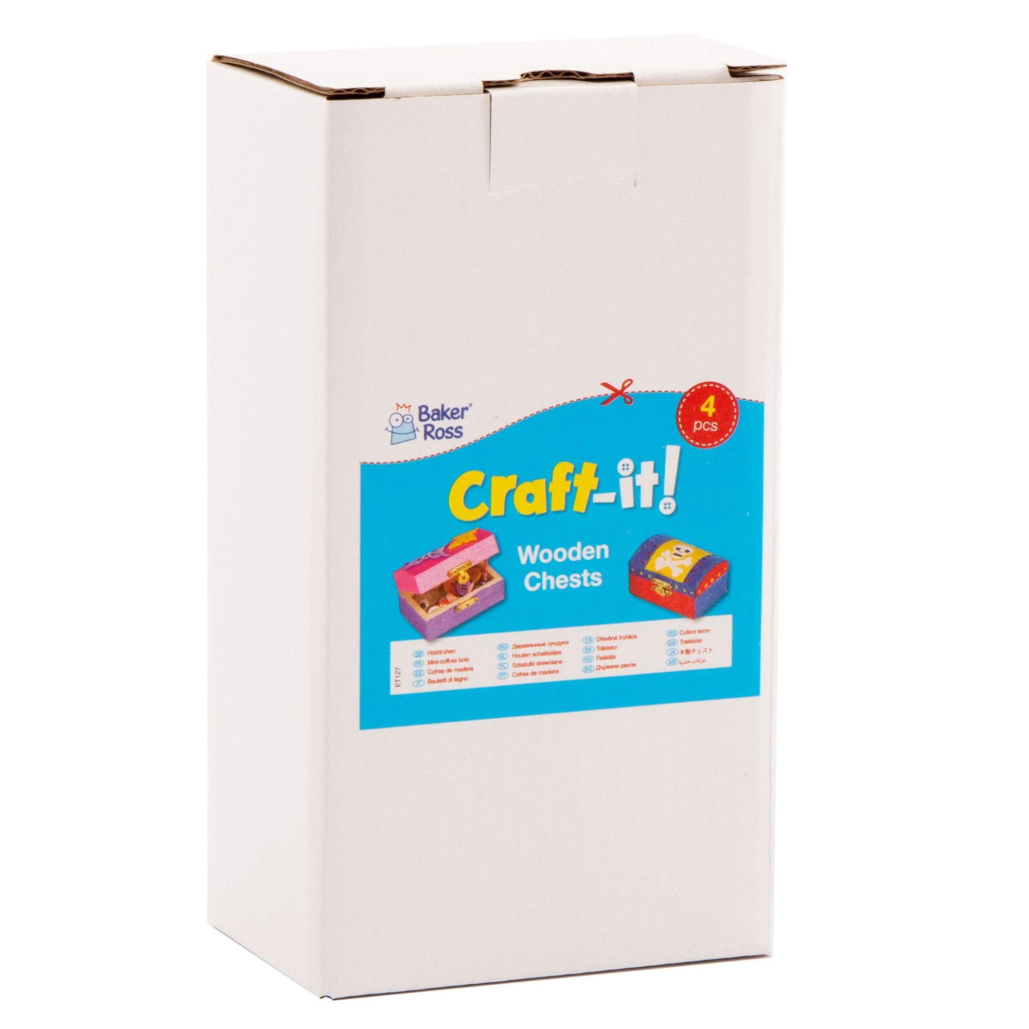 Baker Ross ET127 Mini Wooden Jewellery Box Treasure Chests - Pack of 4, 8cm x 5cm | Craft Kit 9