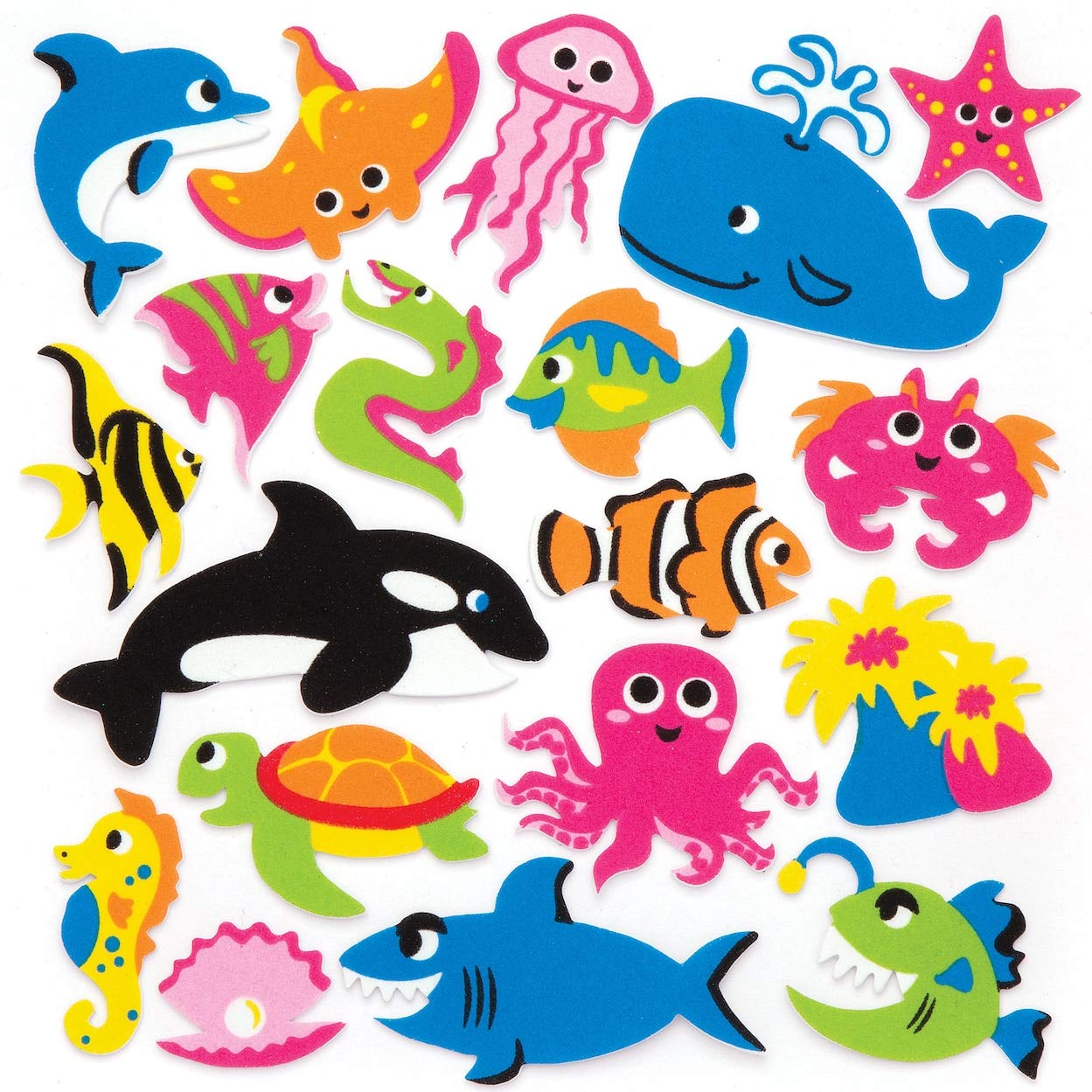 Baker Ross Sealife Foam Stickers - 120 Pack, Self Adhesive Vinyl for Arts & Crafts 1