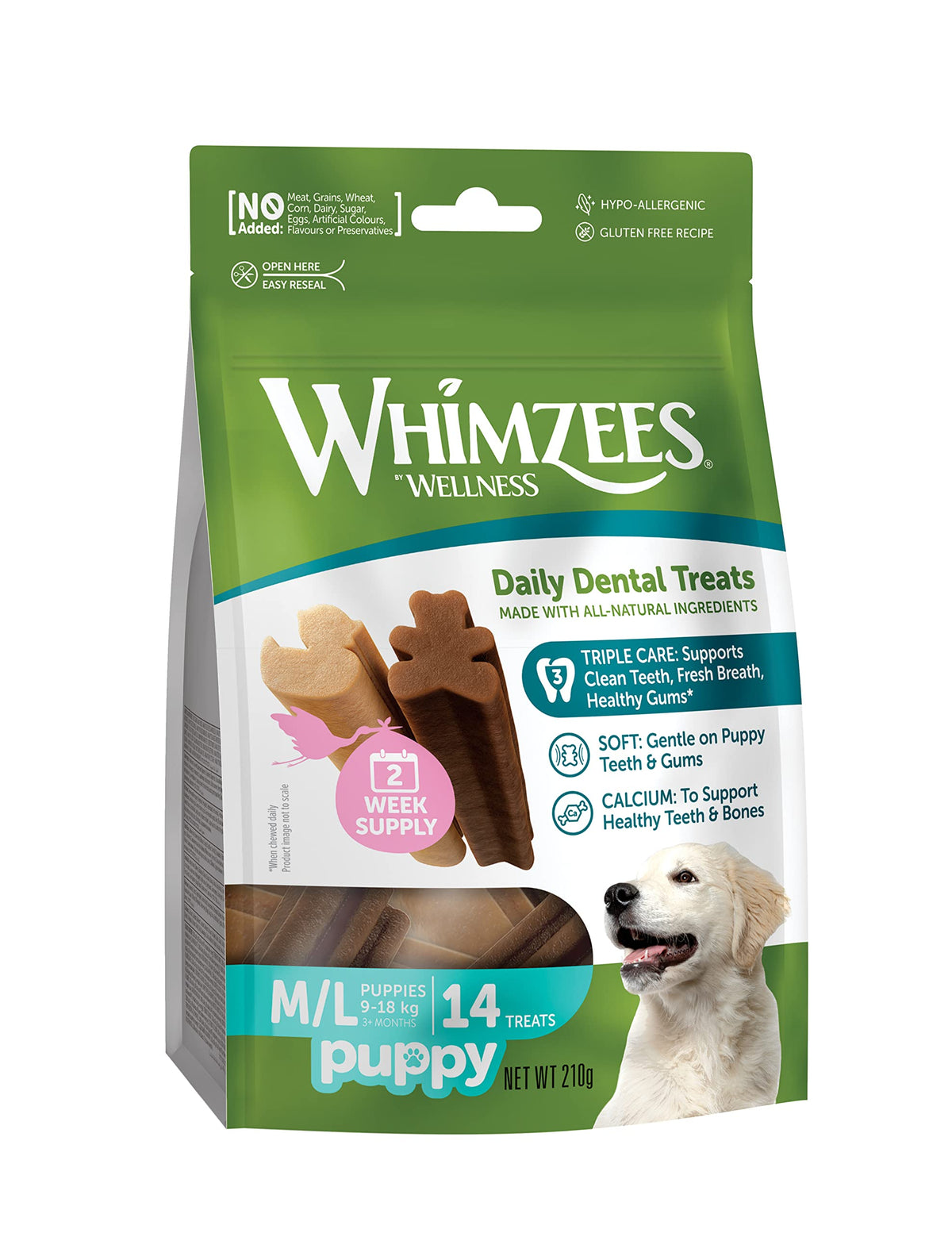 WHIMZEES Puppy Stix Natural Grain-Free Dental Sticks - 14 Sticks, 3–9 Months