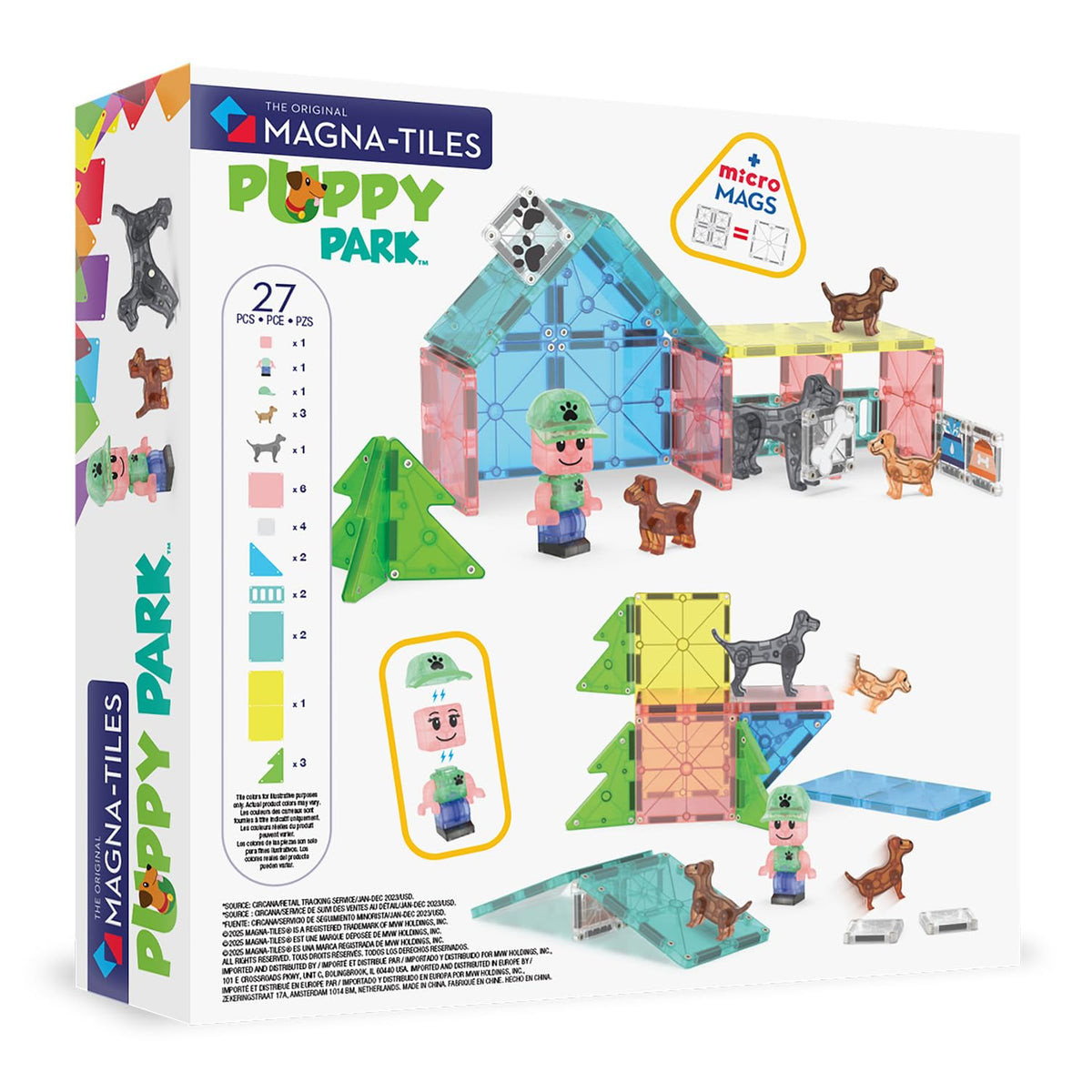 MAGNA-TILES Puppy Park 27-Piece Magnetic Construction Set, Ages 3+