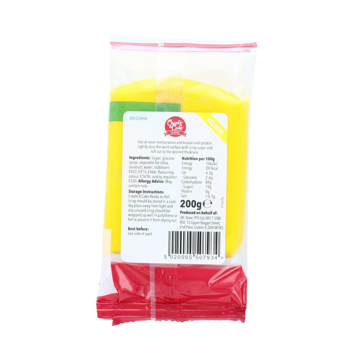 Create A Cake - Ready to Roll Icing Yellow Fondant Icing Palm Free Sugar Paste 1.6kg