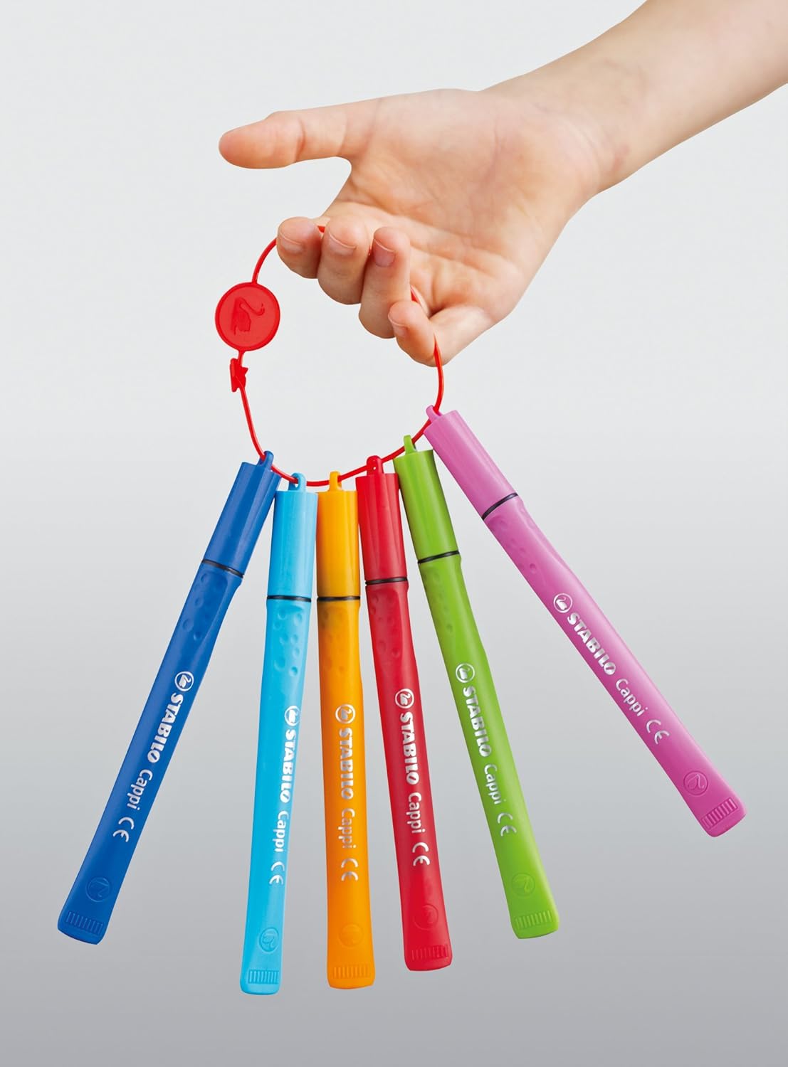 STABILO Cappi Felt Tip Pens - 18 Assorted Colors with Cap Rings for Kids 4