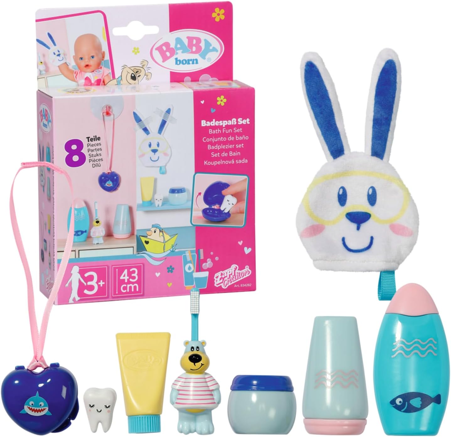 BABY born Bath Fun Set - 8-Piece Bathroom Accessory Playset for Dolls up to 43cm