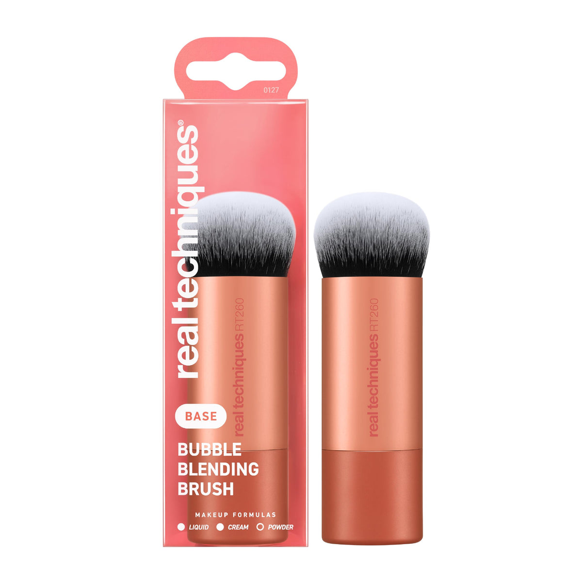 Real Techniques Bubble Blending Makeup Brush - Multipurpose Face Tool for Liquids, Creams & Powders | Vegan & Cruelty-Free | Pink