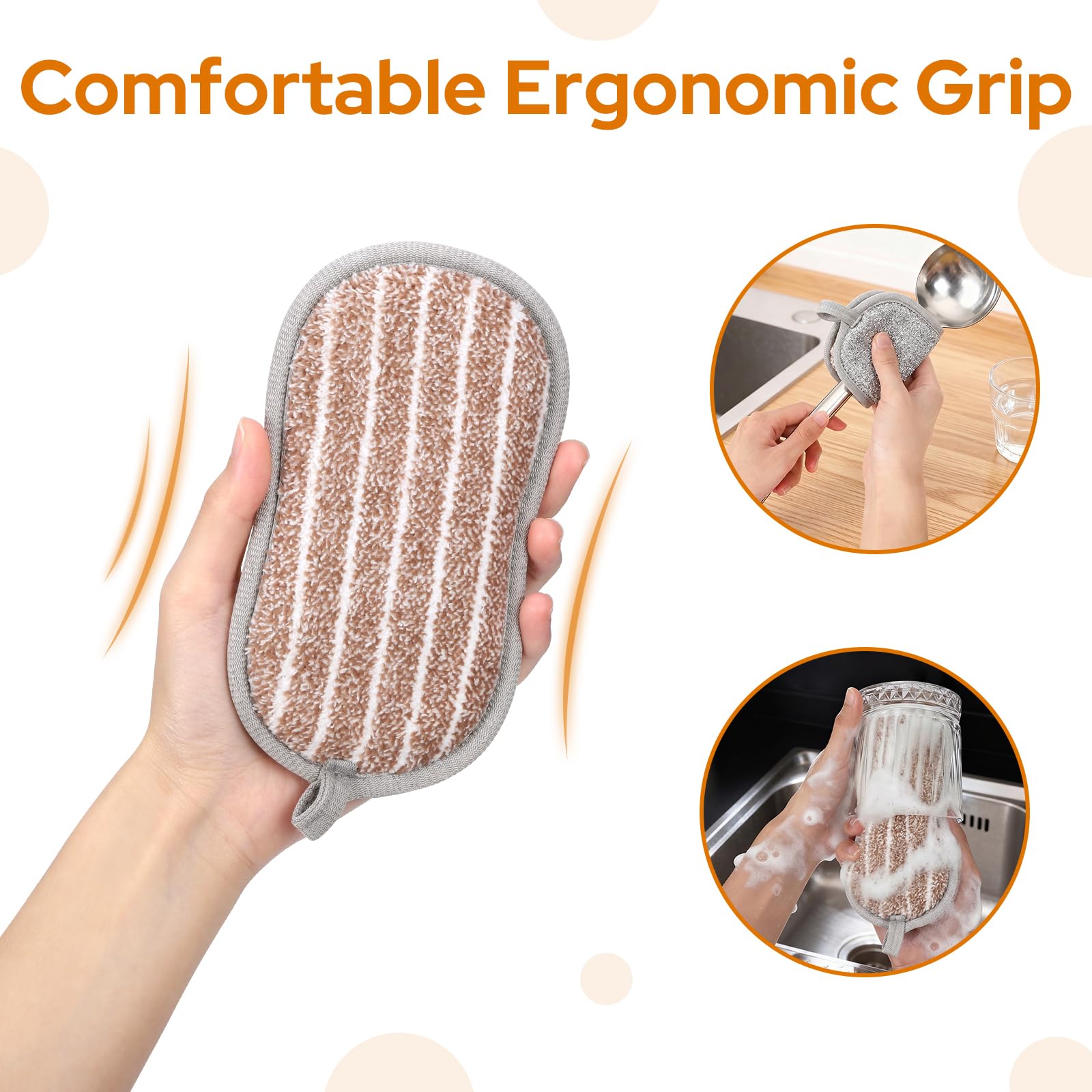 Euqvunn 8 Pack Dual-Sided Kitchen Cleaning Sponges | Thick & High-Density | Non-Scratch 5