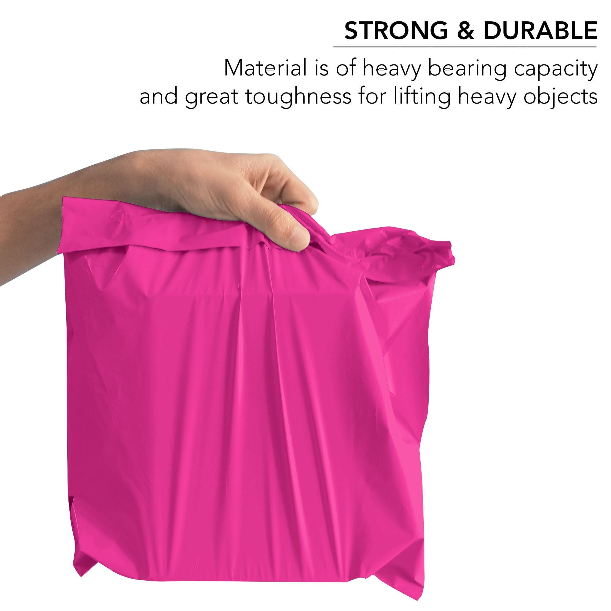 YUNJU 60 Mixed Size Hot Pink Plastic Mail Bags - Self-Seal, Waterproof Shipping Envelopes 3