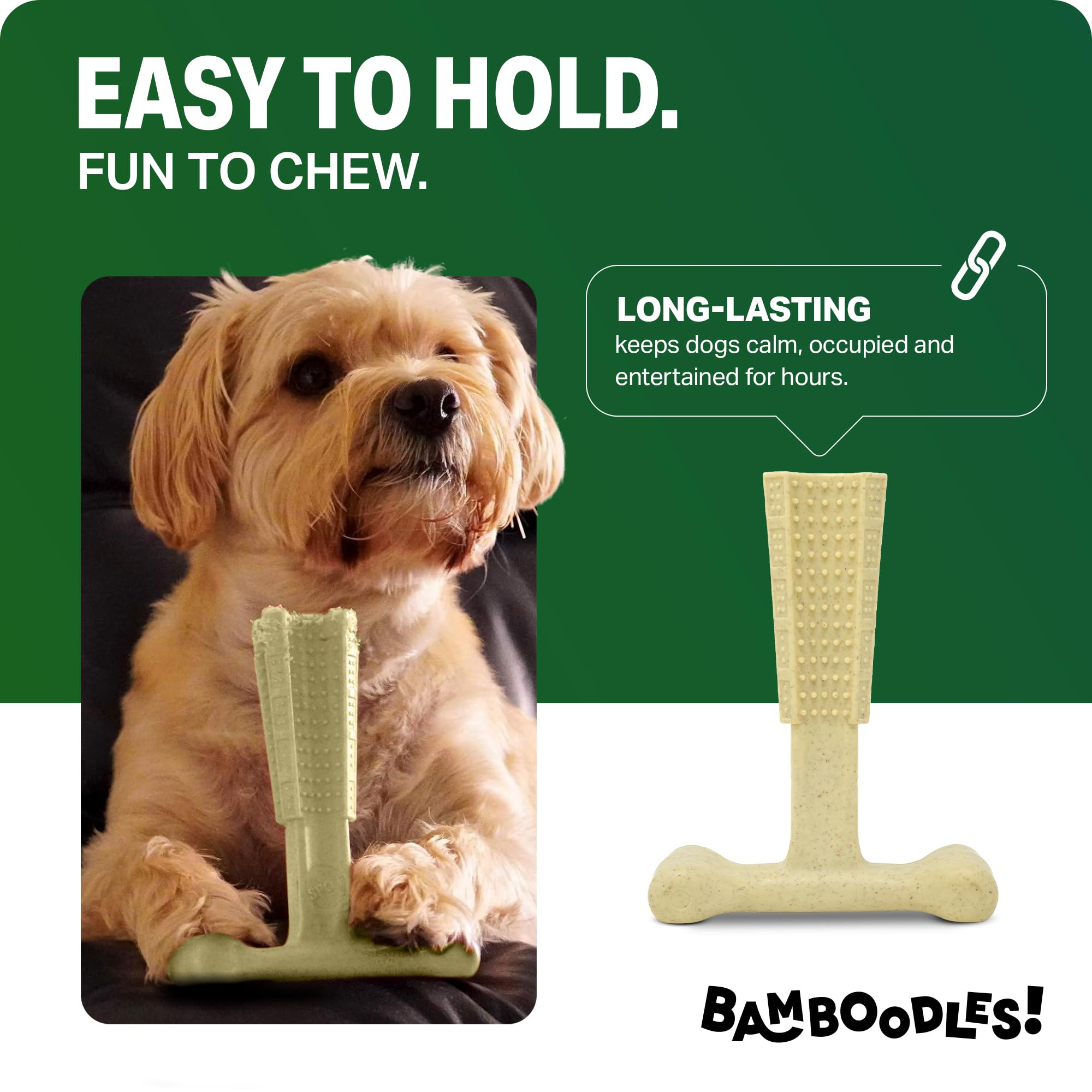 Bamboodles T-Bone Dog Chew Toy - Medium Size | Cheese Flavor | Heavy Duty