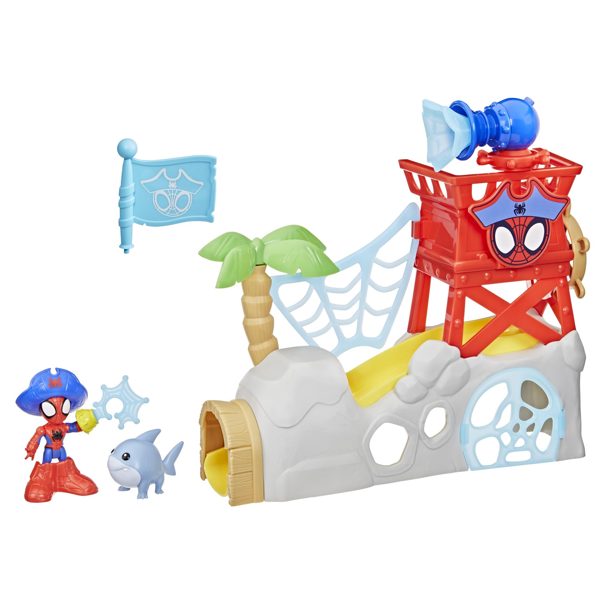 Marvel Spidey and his Amazing Friends Water-Webs Spidey Island Playset with 2 Figures - Ages 3+ 1