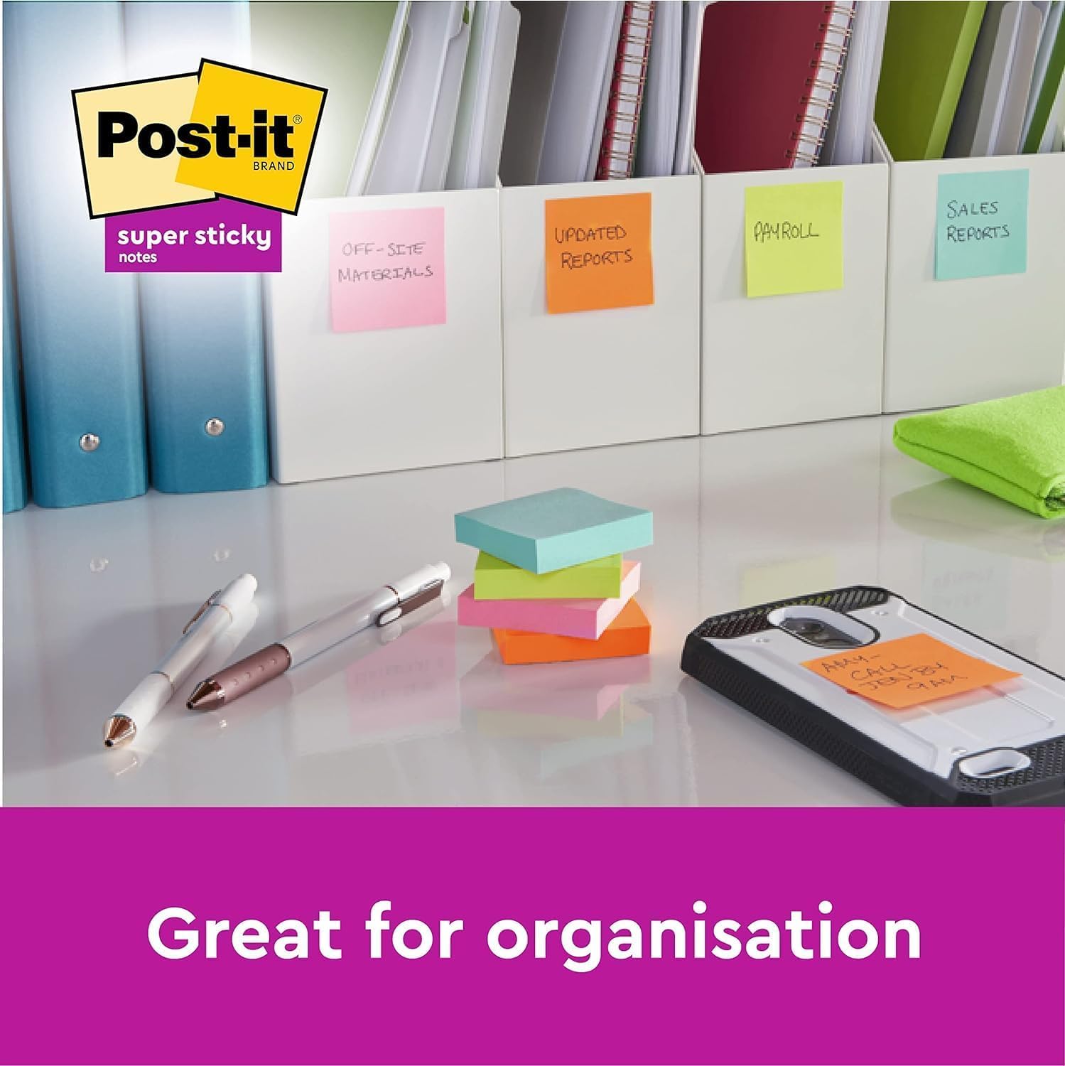 Post-it Super Sticky Notes - Cosmic Colour Collection | 76x76mm | 6 Pads of 90 Sheets 4